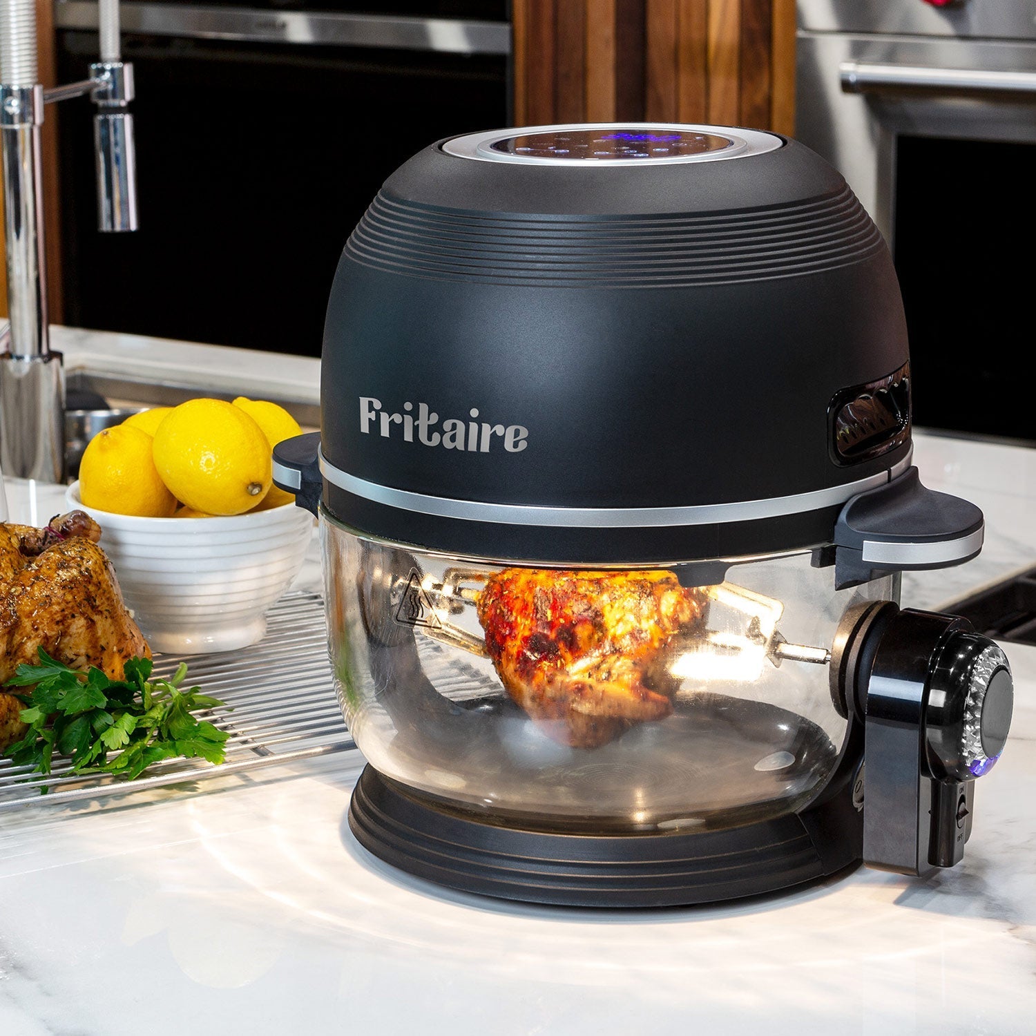 Orange Self-Cleaning Transparent Air Fryer