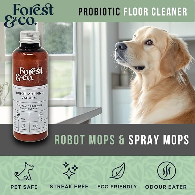 Forest&Co (30+ Tank Refills) Non-toxic, Pet Safe, Eco-Friendly, Floor Cleaner liquid Concentrate for Robot Wiping Vacuum & Spray Mops - All surfaces