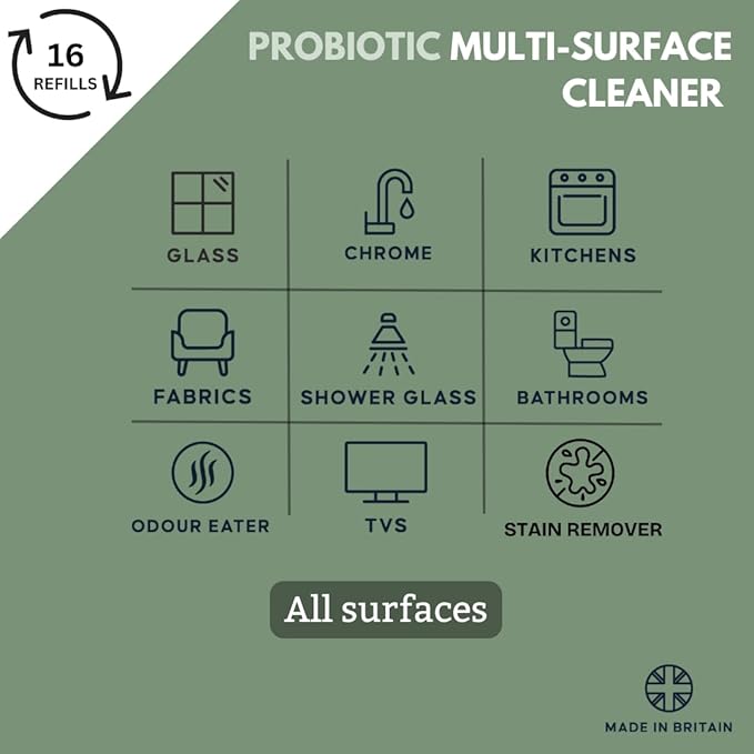 Forest&Co, Multi-surface Cleaner Starter Kit (16 refills) - Non-Toxic, Streak-Free, Pet Safe, Eco Friendly, Woodland Probiotics - (Refillable Spray Bottle + Liquid Concentrate) - All Surfaces