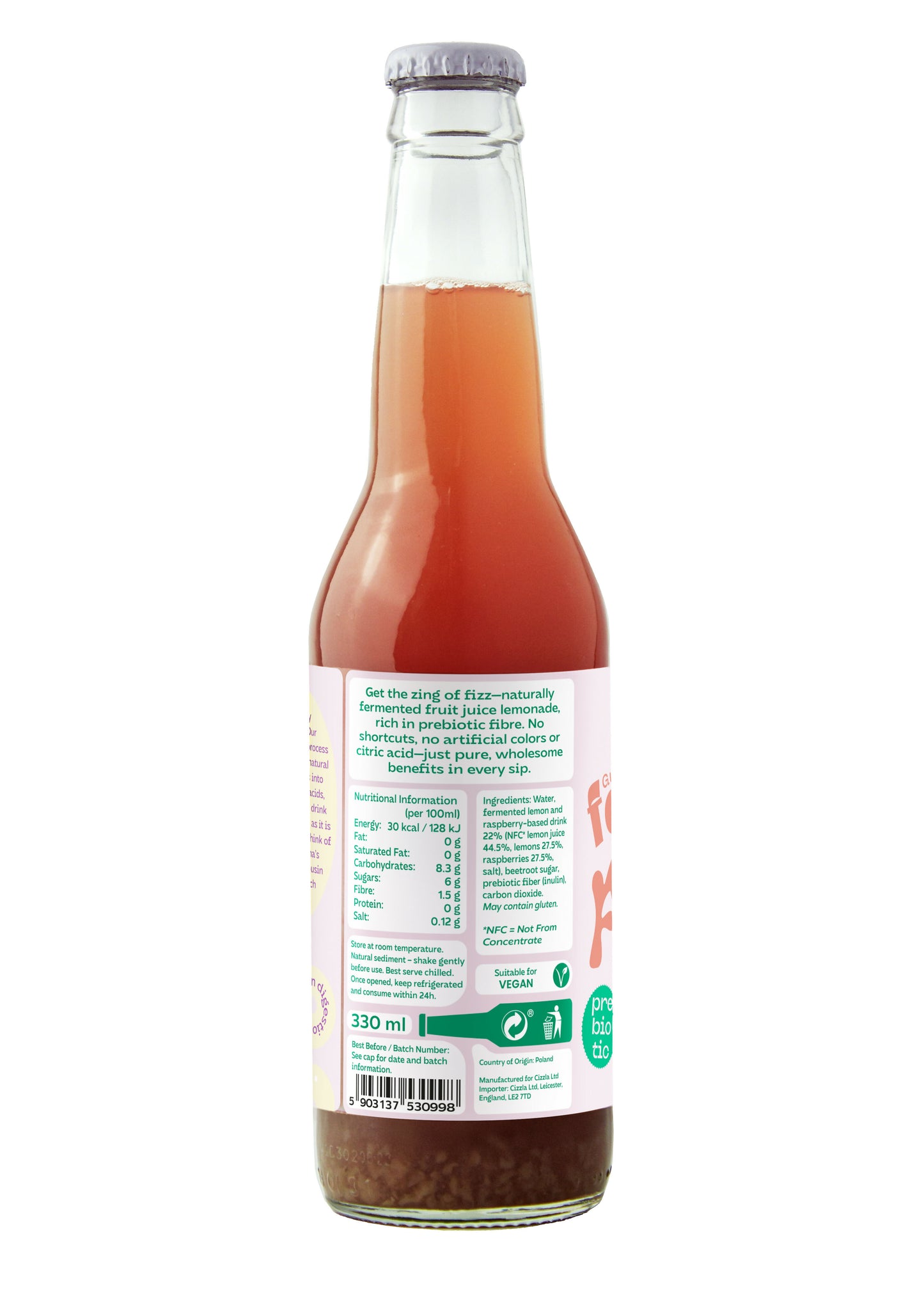 Ferment Fizz Lemon and Raspberry Lemonade_330 ml_ingredients