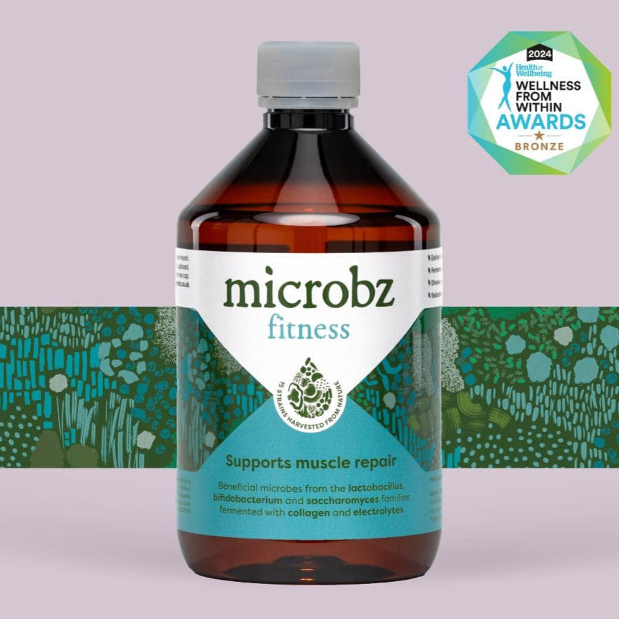 bottle of microbz fitness probiotic supplement