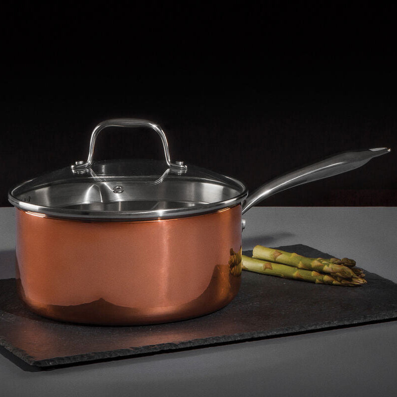 Minerva Copper Finish 20cm Saucepan with Lid