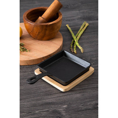 Hygge Square Pan On Wood Base