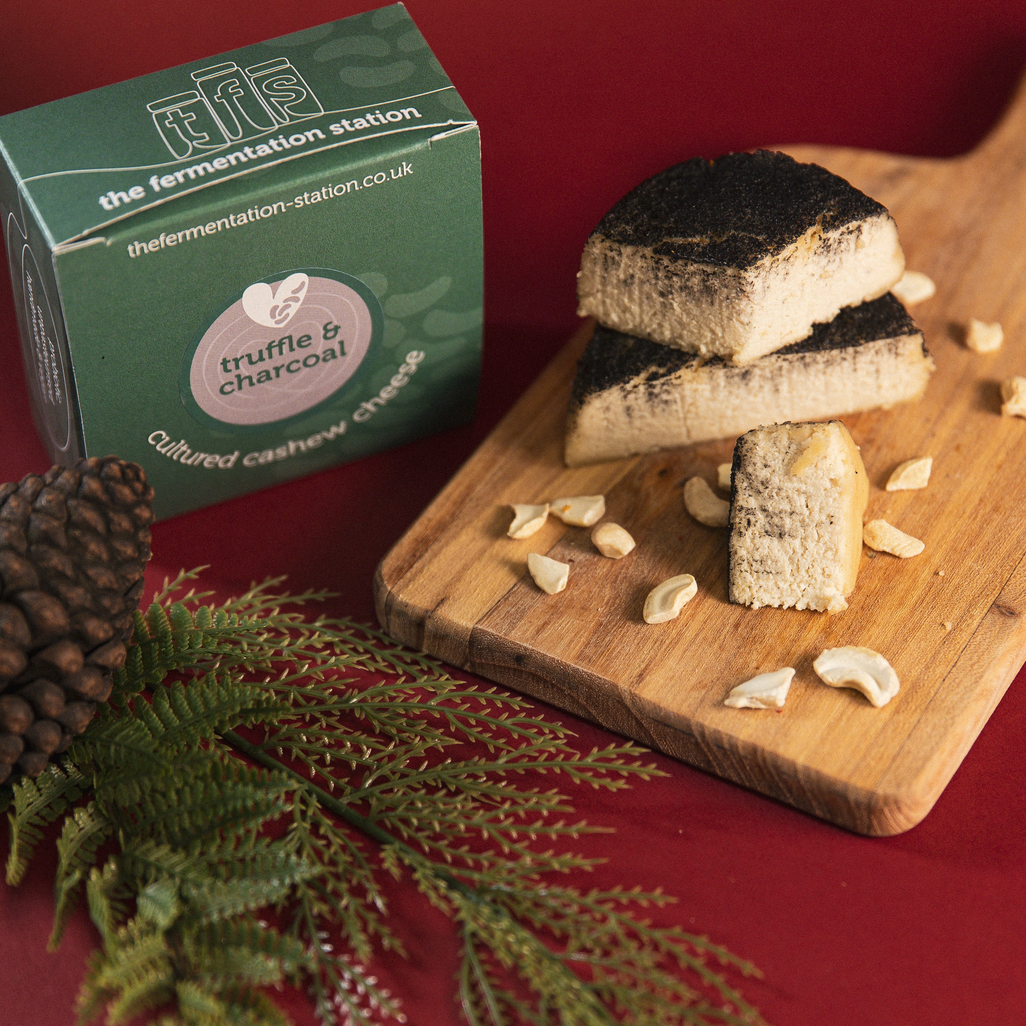 Truffle and Charcoal Cultured Cashew Cheese