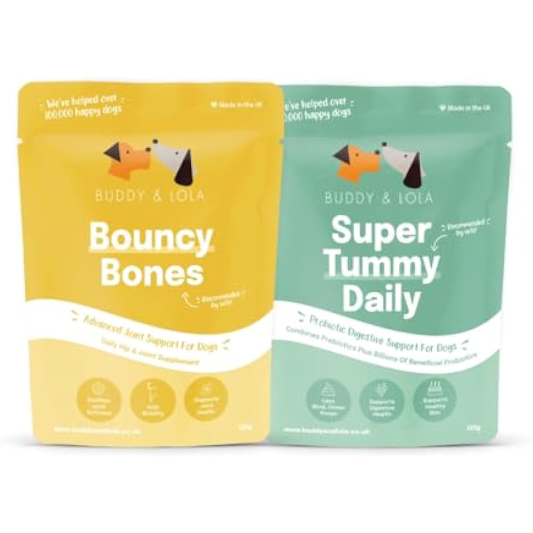 Buddy & Lola Joints and Tummy Bundle for Dogs - High CFU Count, Plant-Based Dog Probiotics for Gut Health - Dog Probiotic Powder with Prebiotics for Skin Health & Joint Support Supplement by The Hackers Market | The Hackers Market