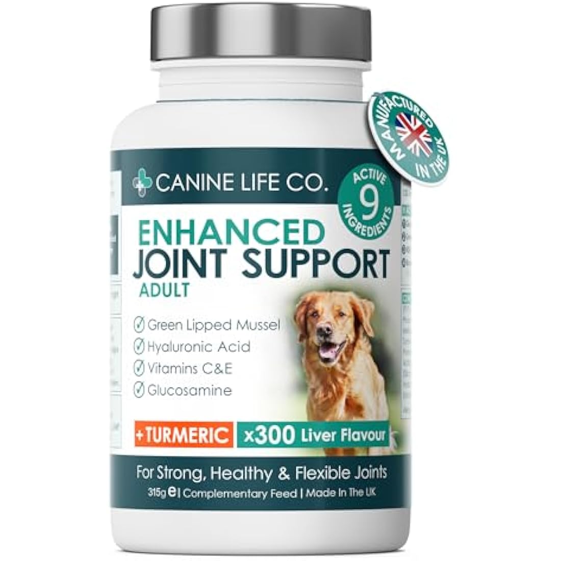 Enhanced Adult Dog Joint Supplements With Turmeric, Glucosamine & Green Lipped Mussel 300 Chewable Tablets Made In The UK - Canine Life Co. (1 Pot (300 Tablets)) by The Hackers Market | The Hackers Market