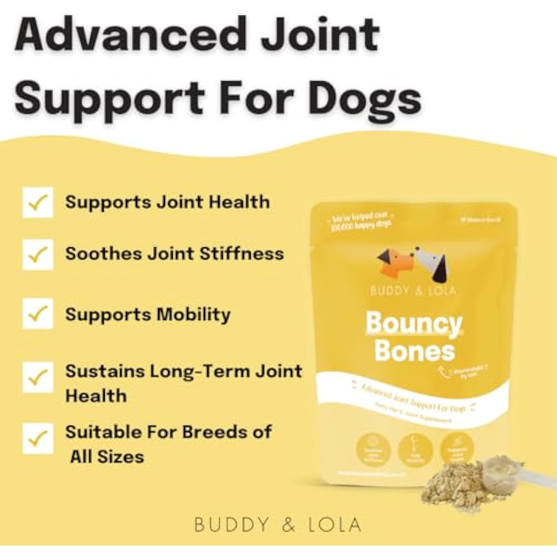 Buddy & Lola Joints and Tummy Bundle for Dogs - High CFU Count, Plant-Based Dog Probiotics for Gut Health - Dog Probiotic Powder with Prebiotics for Skin Health & Joint Support Supplement by The Hackers Market | The Hackers Market