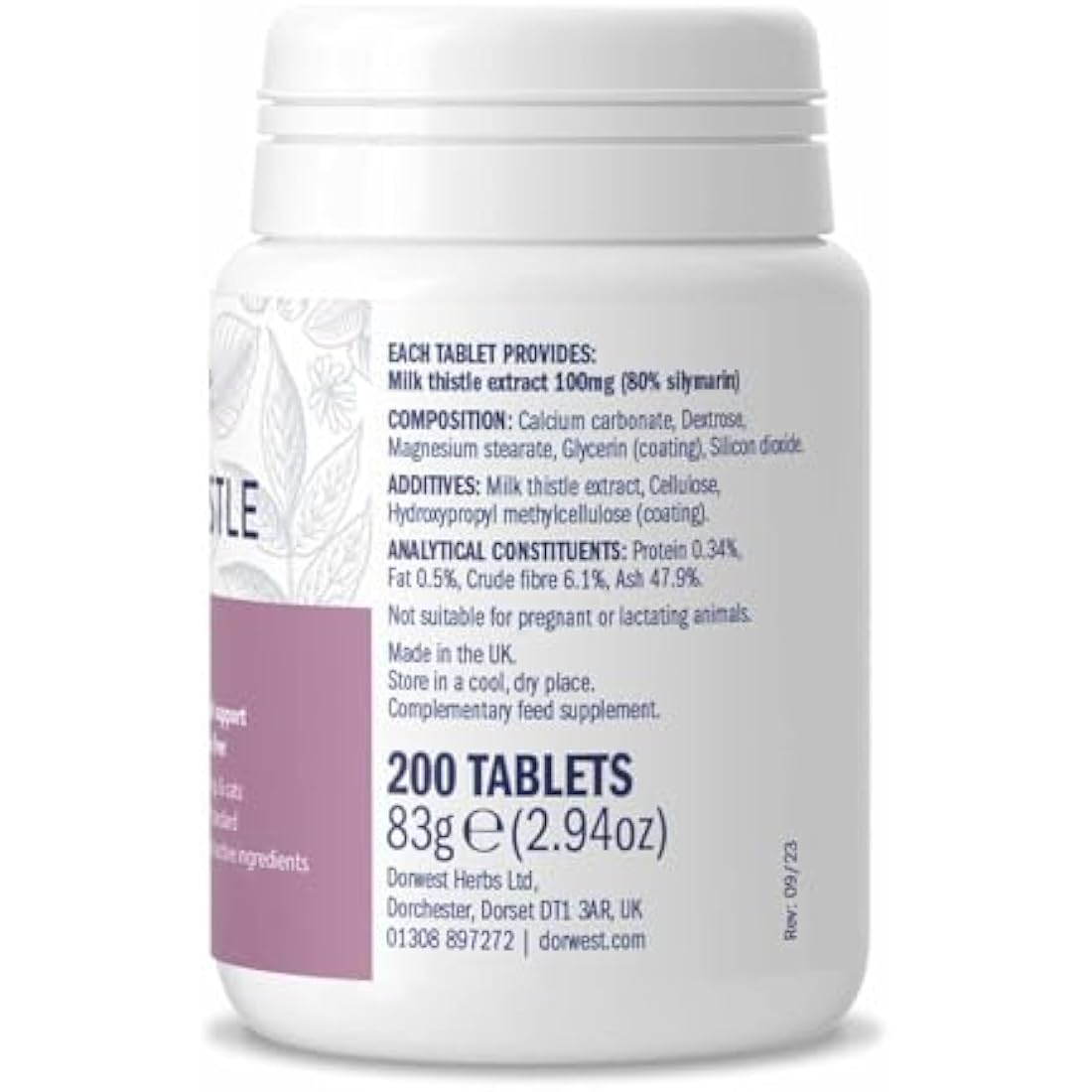 Dorwest Milk Thistle Tablets for Dogs and Cats, 200 Tablets, Supports Liver Function, Antioxidant for Dogs, Immune System Heath, Natural Supplement by The Hackers Market | The Hackers Market