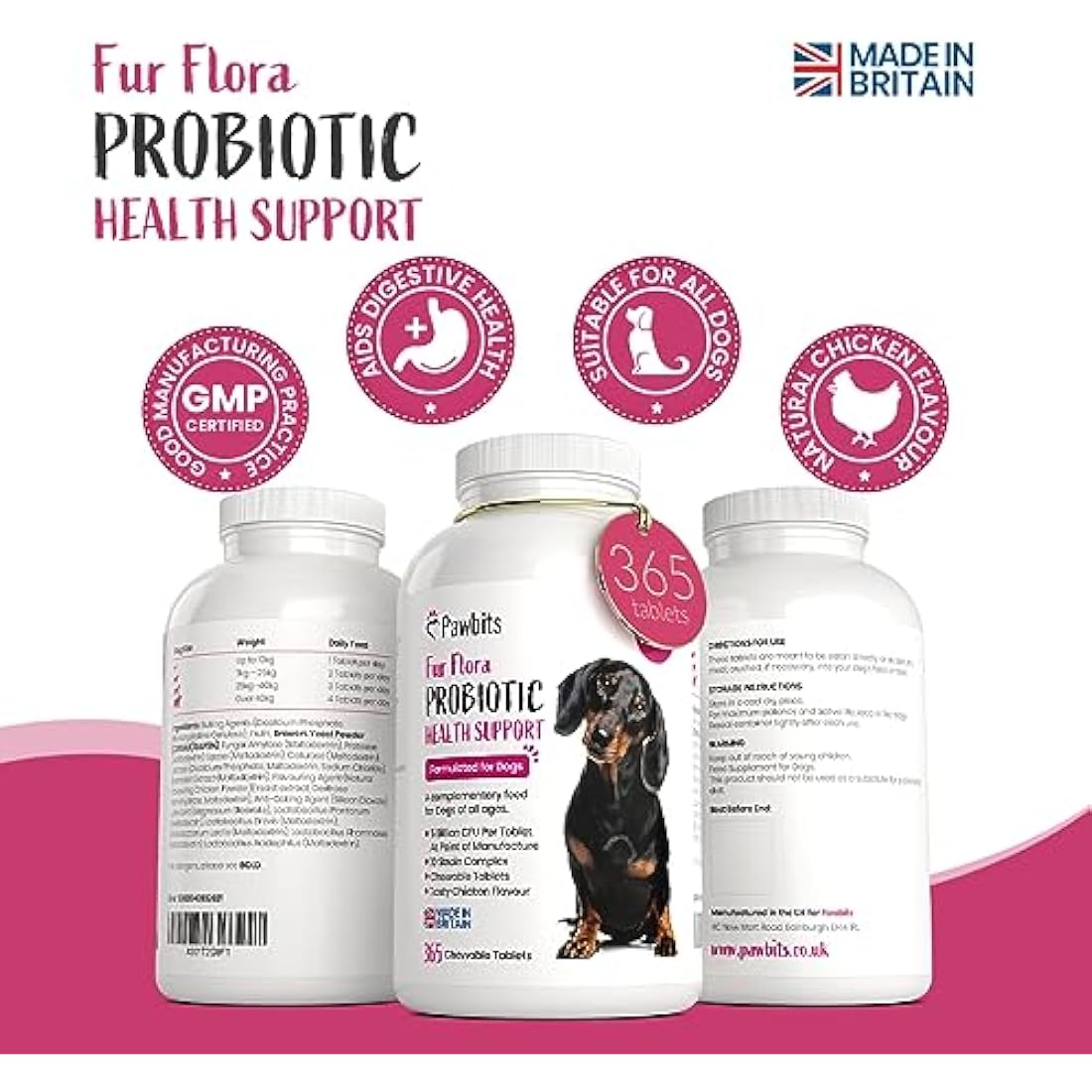 365 Canine Probiotics & Prebiotics Tablets for Dogs – 5 Billion CFU Tablet Chicken Flavour Chewable Dietary Supplements -10 Strain Complex for Digestive Support, Gut Health, Bad Breath & Itchy Skin by The Hackers Market | The Hackers Market