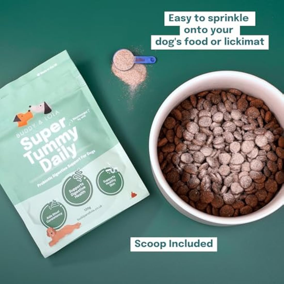 Buddy and Lola Probiotics for Dogs - High CFU Count, Plant-Based Dog Probiotics Powder for Gut Health and Skin Health - Essential Dog Soil Based Probiotic Supplement by The Hackers Market | The Hackers Market