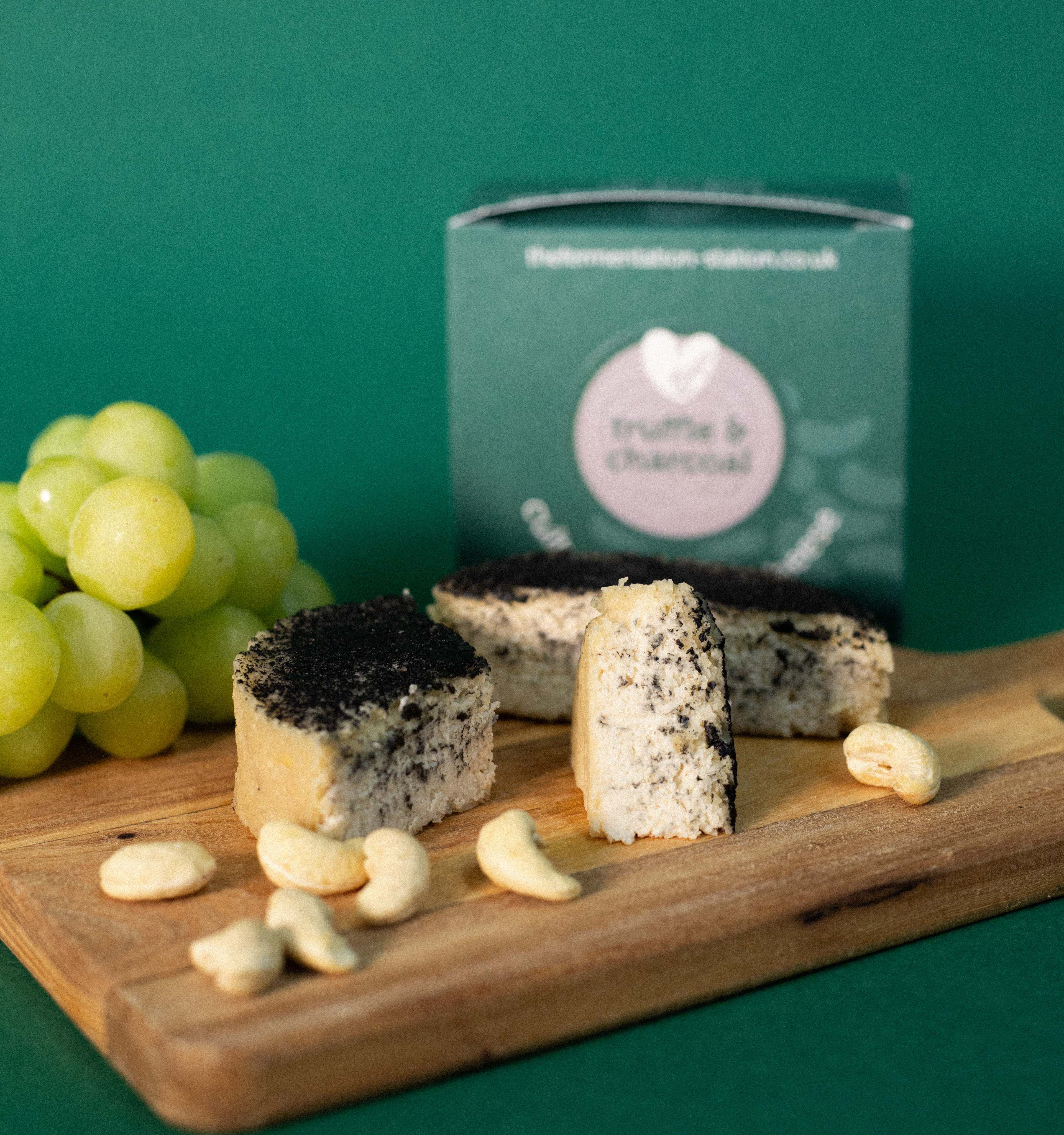 Truffle and Charcoal Cultured Cashew Cheese