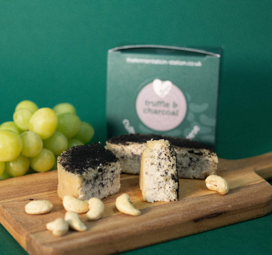 Truffle and Charcoal Cultured Cashew Cheese