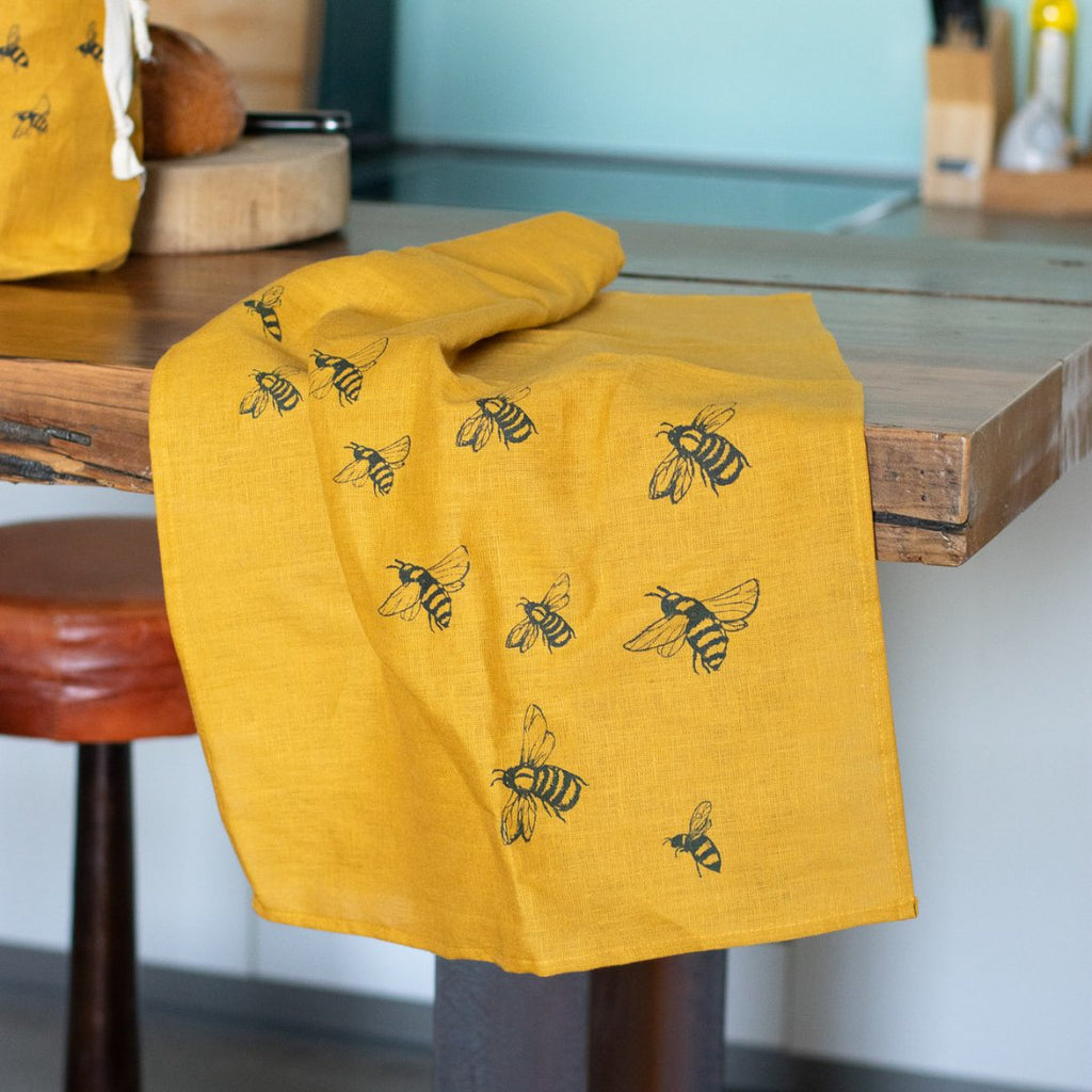 Bee Tea Towel In Pure Linen