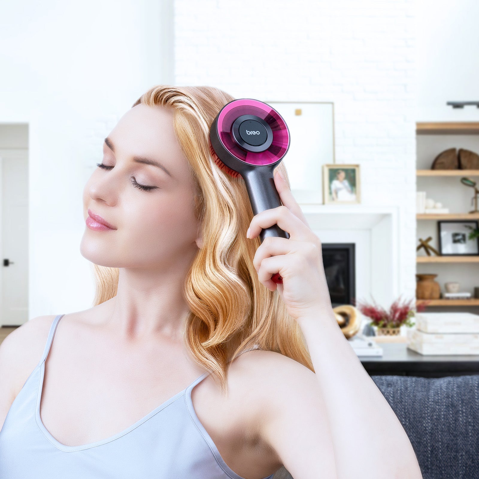 Breo Scalp 3 Electric Scalp Massager Brush with Red Light & Oil Applicator for Scalp Care