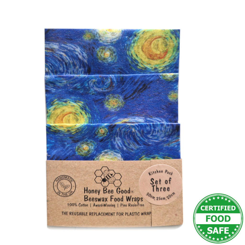 Set of 3 Beeswax Wraps | Starry Night