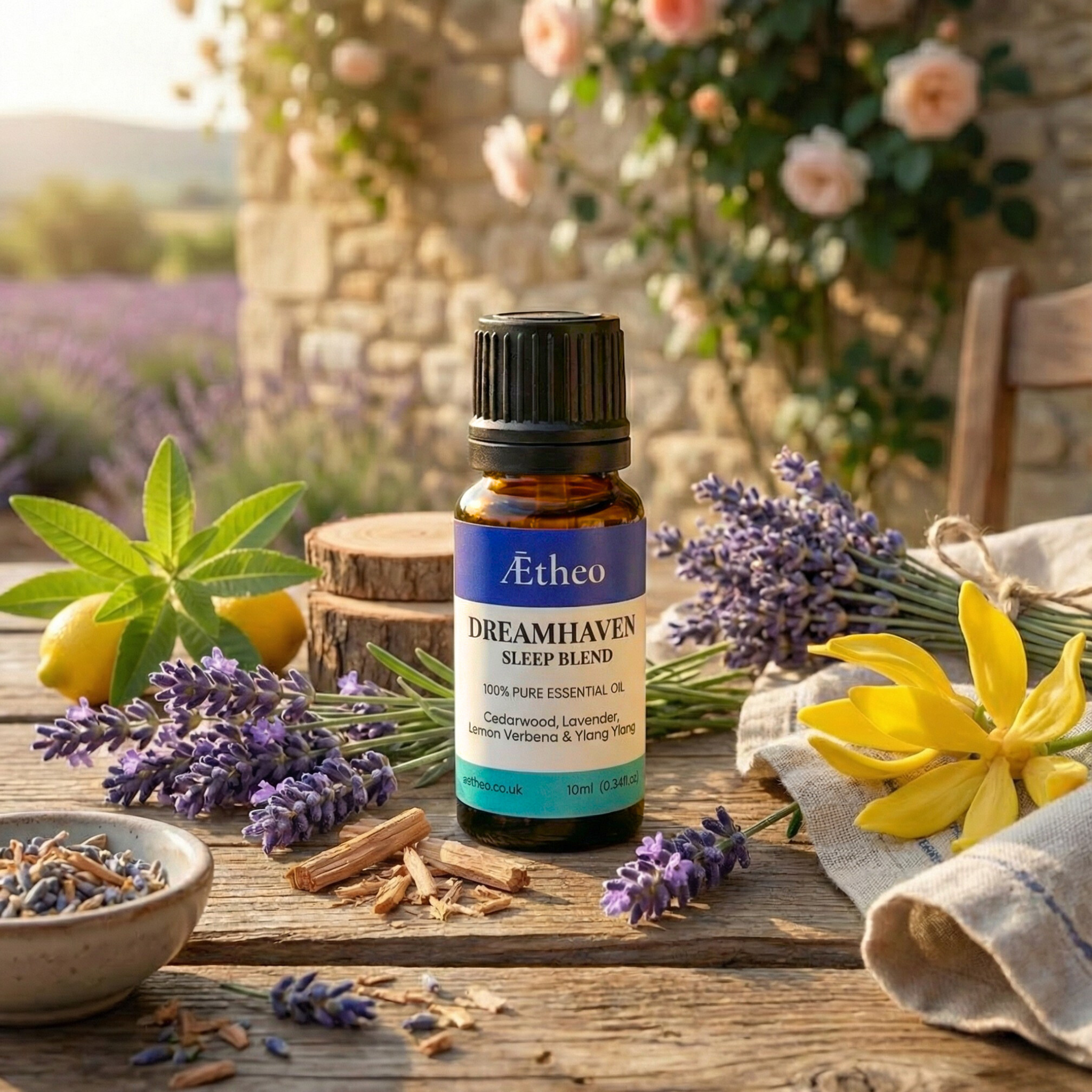 Aetheo Dreamhaven Sleep Blend Essential Oil 10ml | 100% Pure Aromatherapy for Sleep & Relaxation | UK Bottled Cedarwood, Lavender, Lemon Verbena & Ylang Ylang | Vegan & Cruelty-Free
