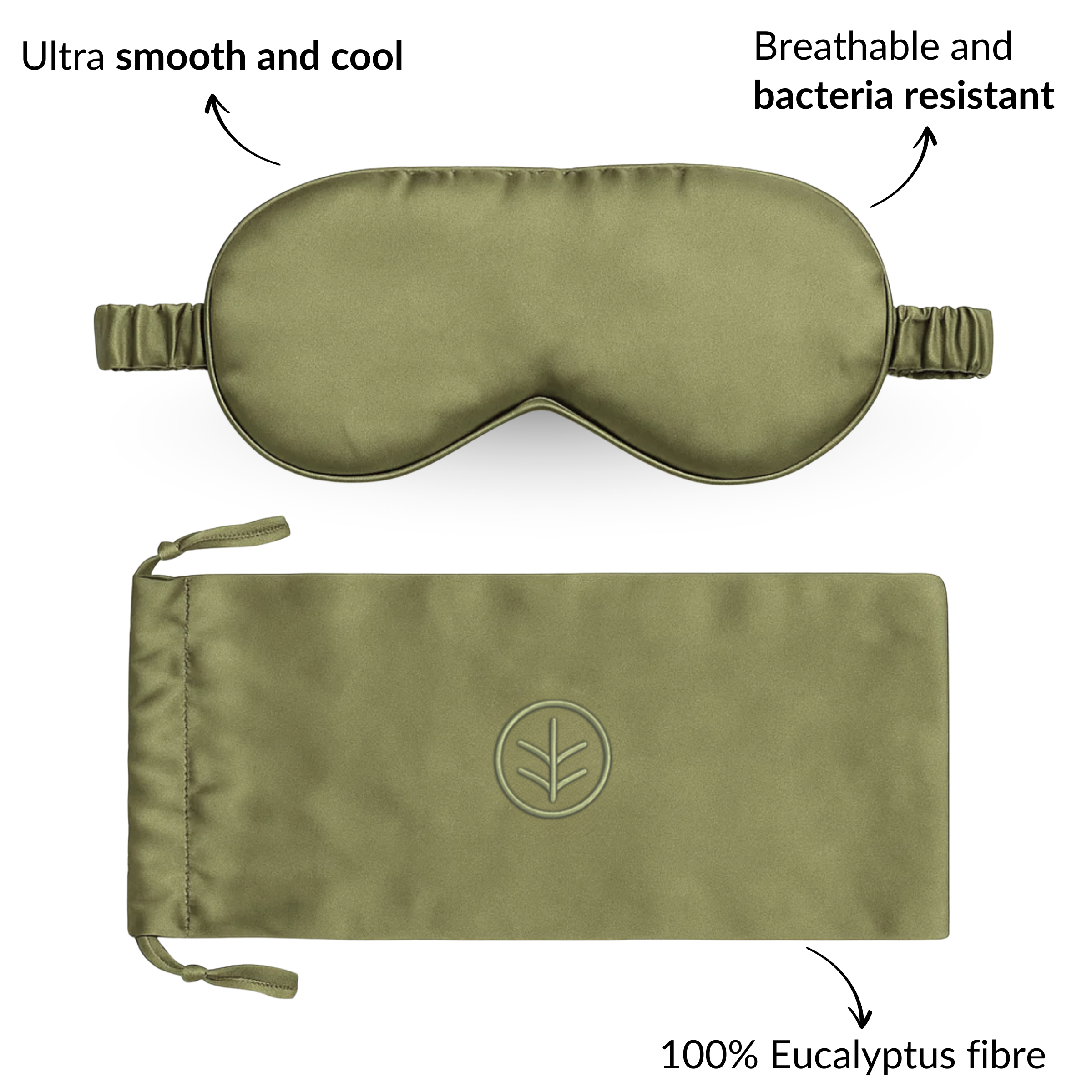Essential Silk Sleep Eye Mask in Sage (Eucalyptus Silk) by Ethical Bedding™ | The Hackers Market