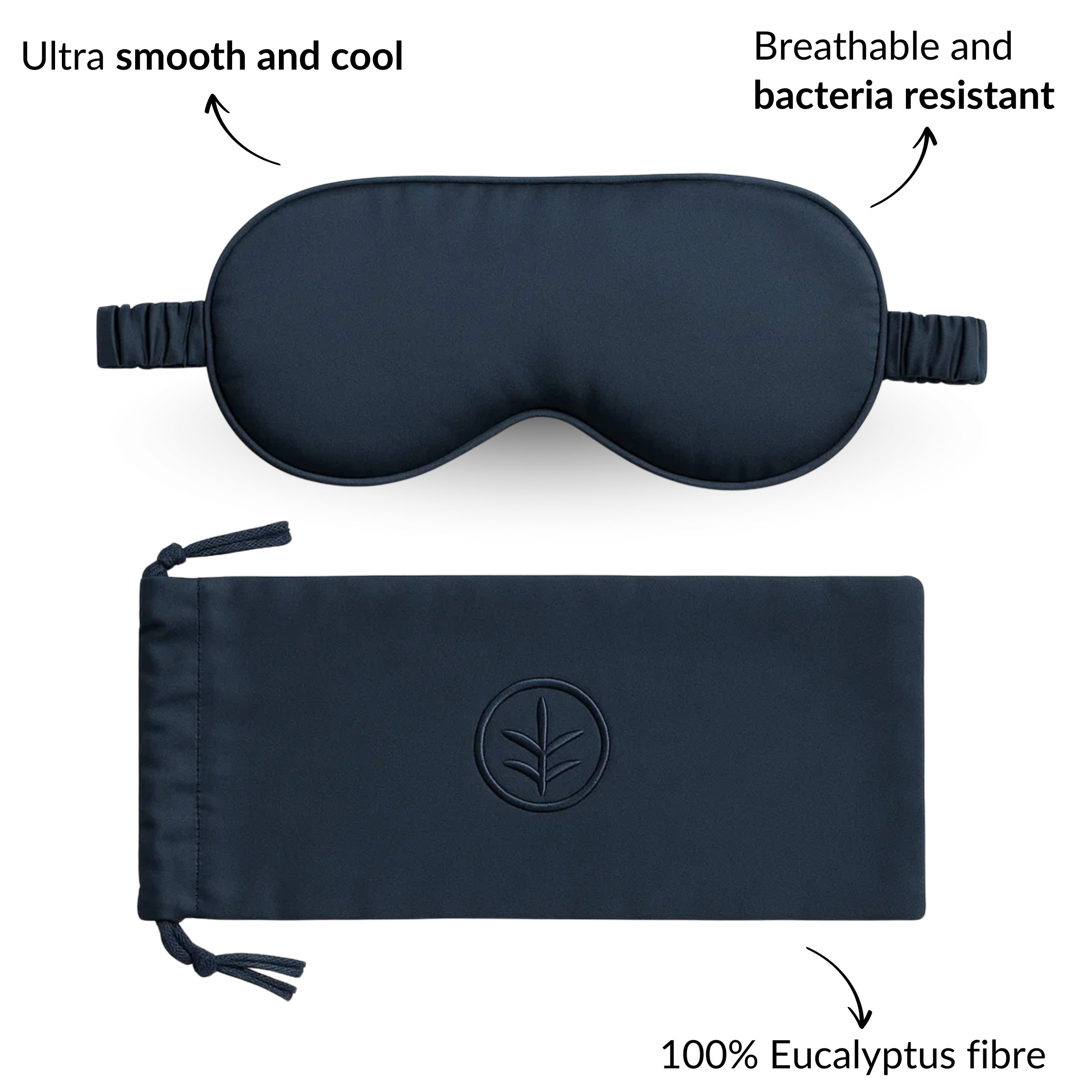 Essential Silk Sleep Eye Mask in Navy (Eucalyptus Silk) by Ethical Bedding™ | The Hackers Market