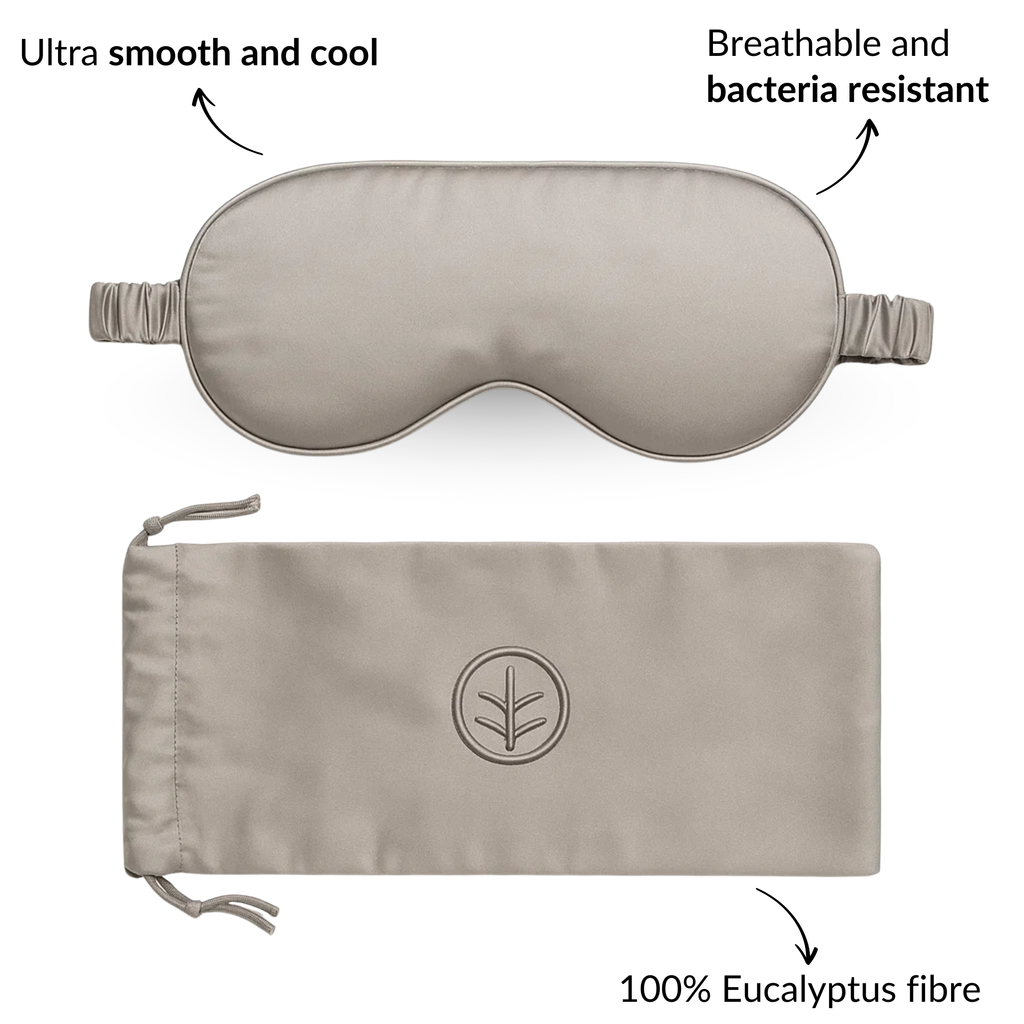 Essential Silk Sleep Eye Mask in Grey (Eucalyptus Silk) by Ethical Bedding™ | The Hackers Market