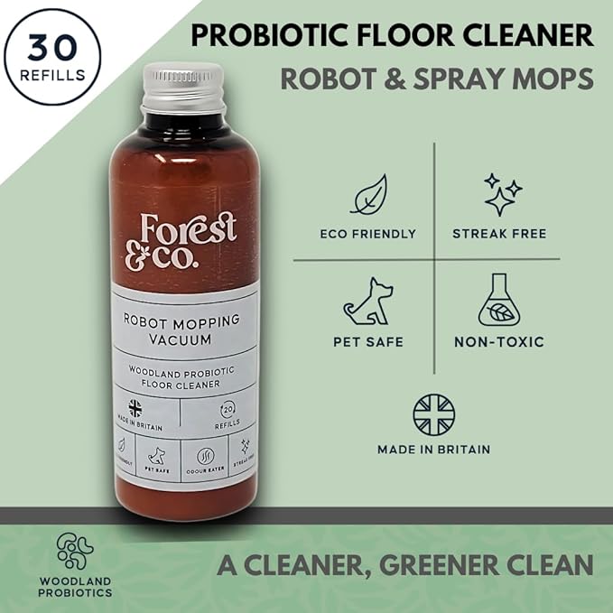 Forest&Co (30+ Tank Refills) Non-toxic, Pet Safe, Eco-Friendly, Floor Cleaner liquid Concentrate for Robot Wiping Vacuum & Spray Mops - All surfaces