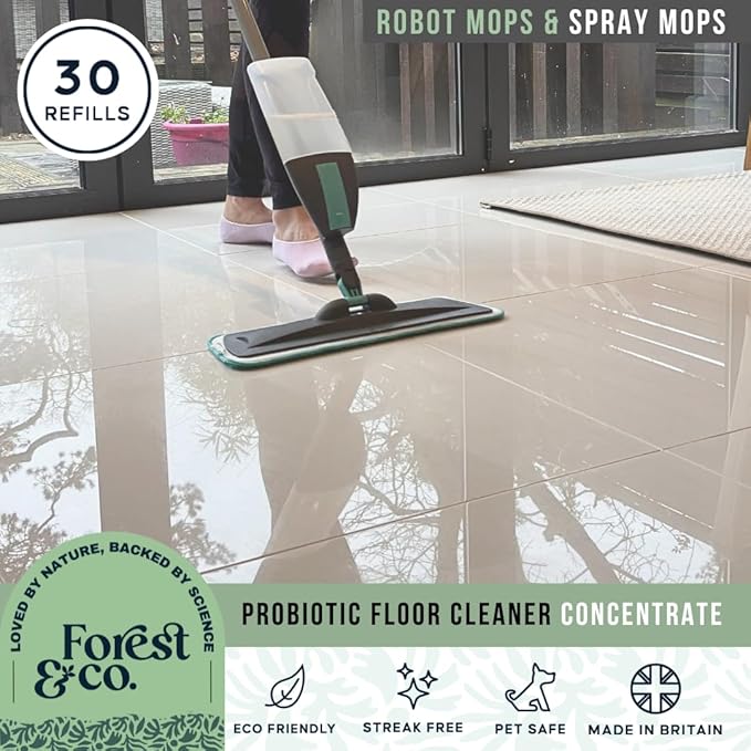 Forest&Co (30+ Tank Refills) Non-toxic, Pet Safe, Eco-Friendly, Floor Cleaner liquid Concentrate for Robot Wiping Vacuum & Spray Mops - All surfaces