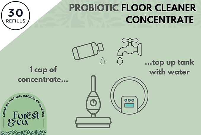 Forest&Co (30+ Tank Refills) Non-toxic, Pet Safe, Eco-Friendly, Floor Cleaner liquid Concentrate for Robot Wiping Vacuum & Spray Mops - All surfaces