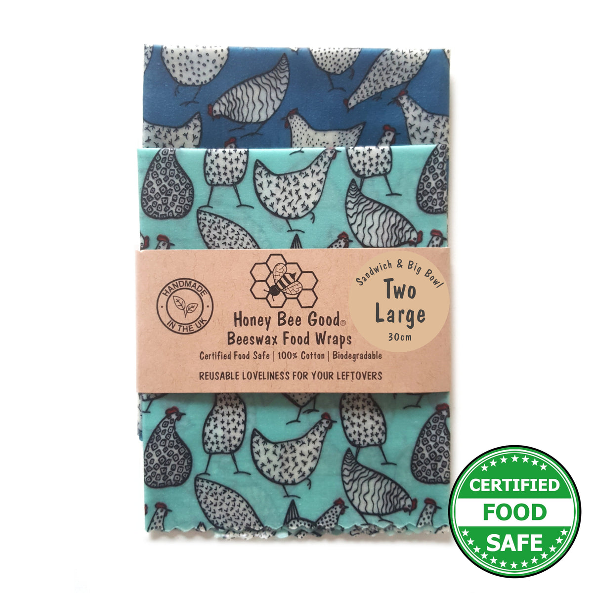 Classic Set of 2 Large Beeswax Wraps | Chicken Run