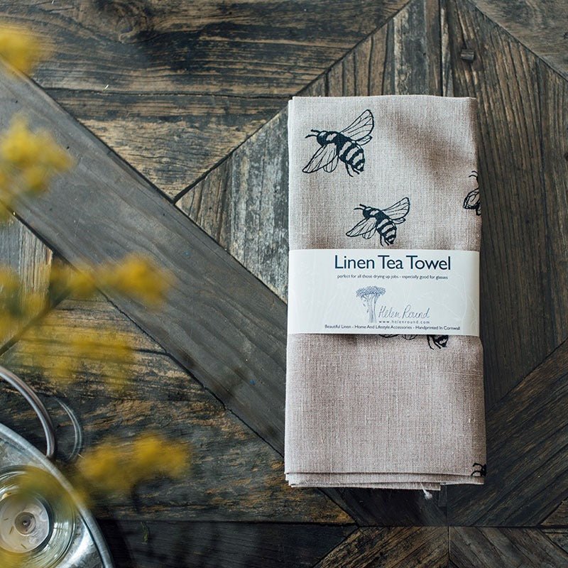 Bee Tea Towel In Pure Linen