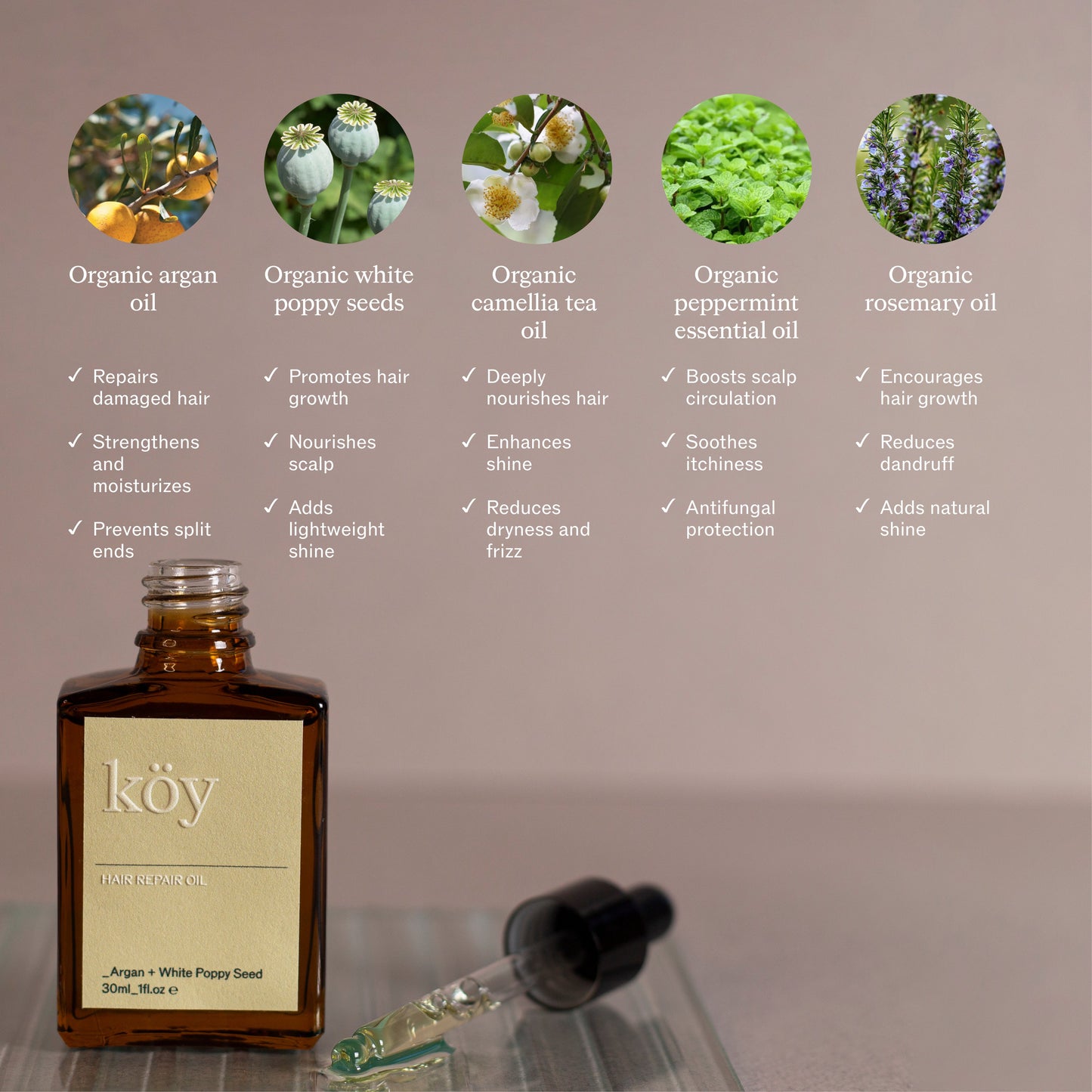 Hair Repair Oil with Argan and White Poppy Seed