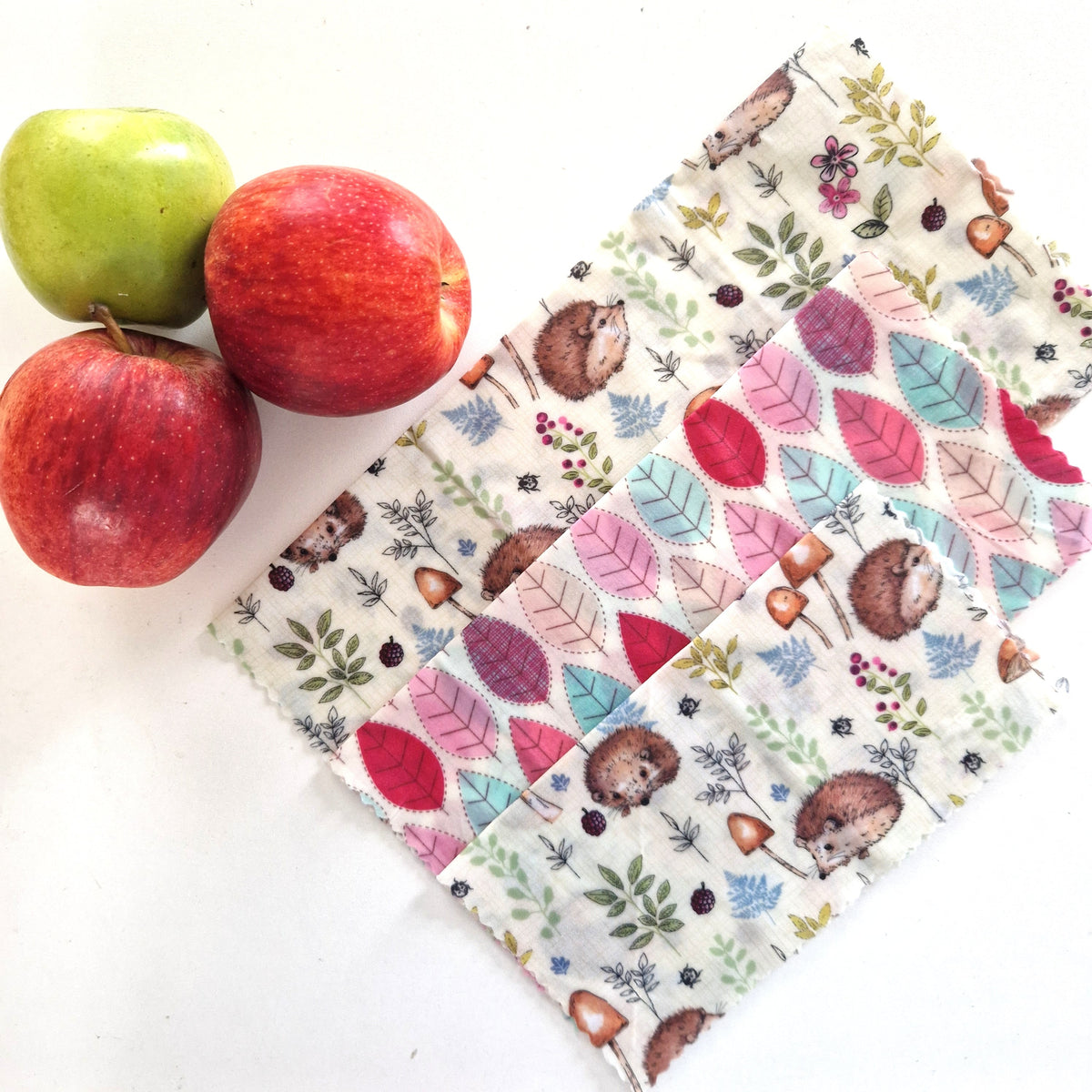 *Set of 3 Handmade Beeswax Wraps | Hedgehogs