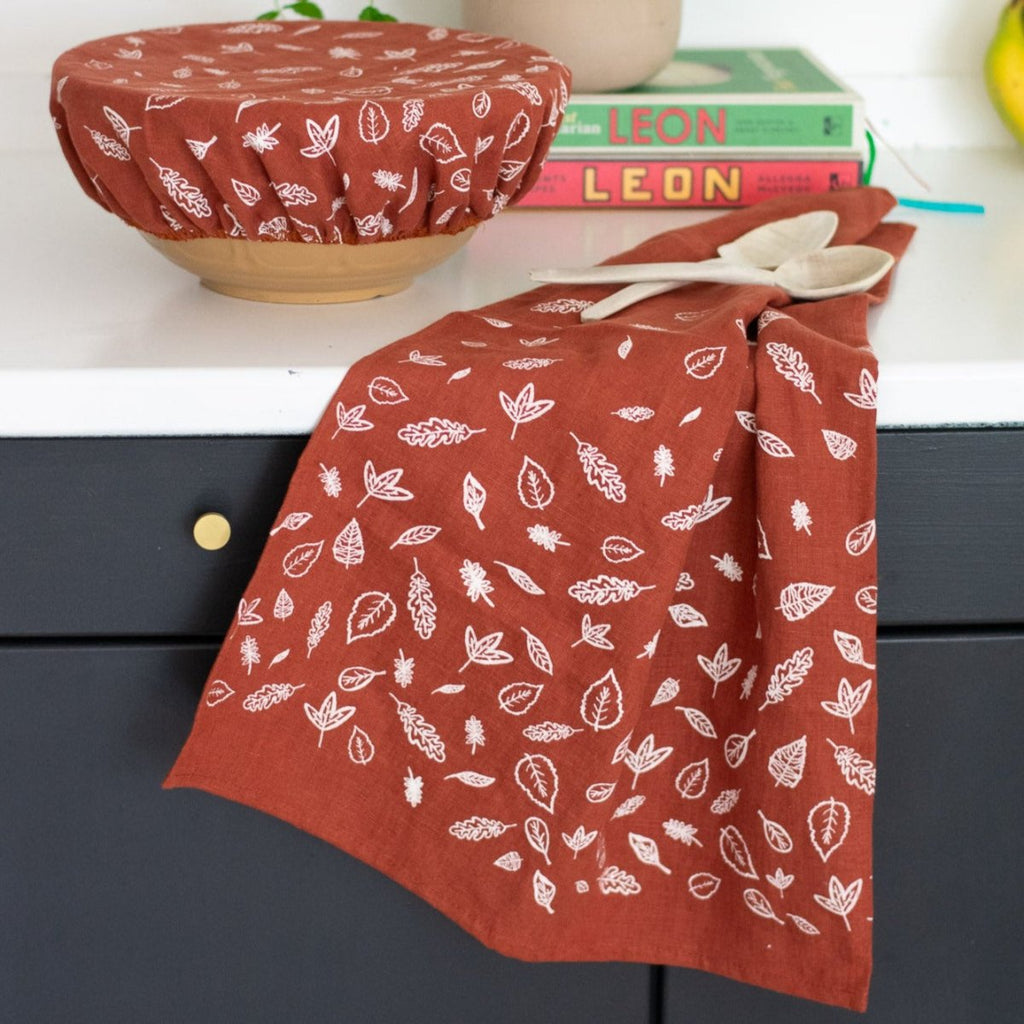Leaf Tea Towel In Pure Linen