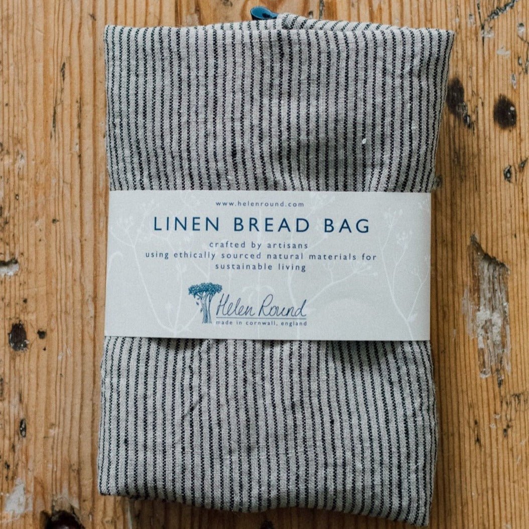 Striped Dark Blue/Natural Linen Bread Bag