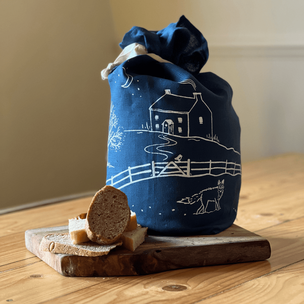 Winter Fox Linen Bread Bag