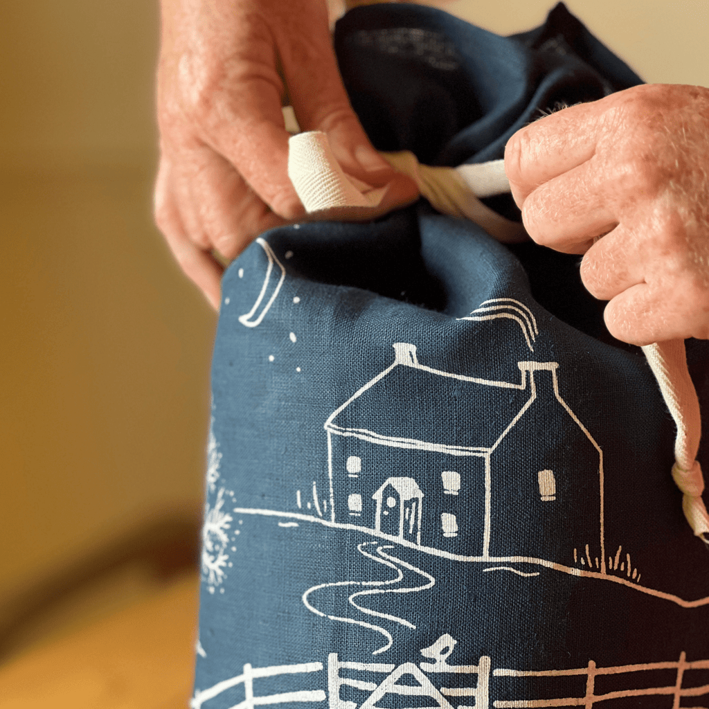 Winter Fox Linen Bread Bag