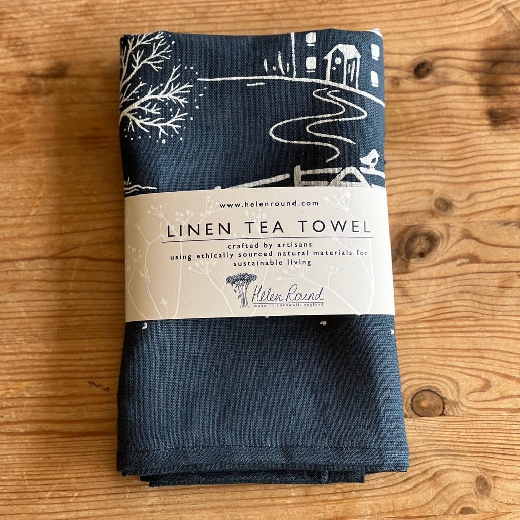 Winter Fox Linen Tea Towel