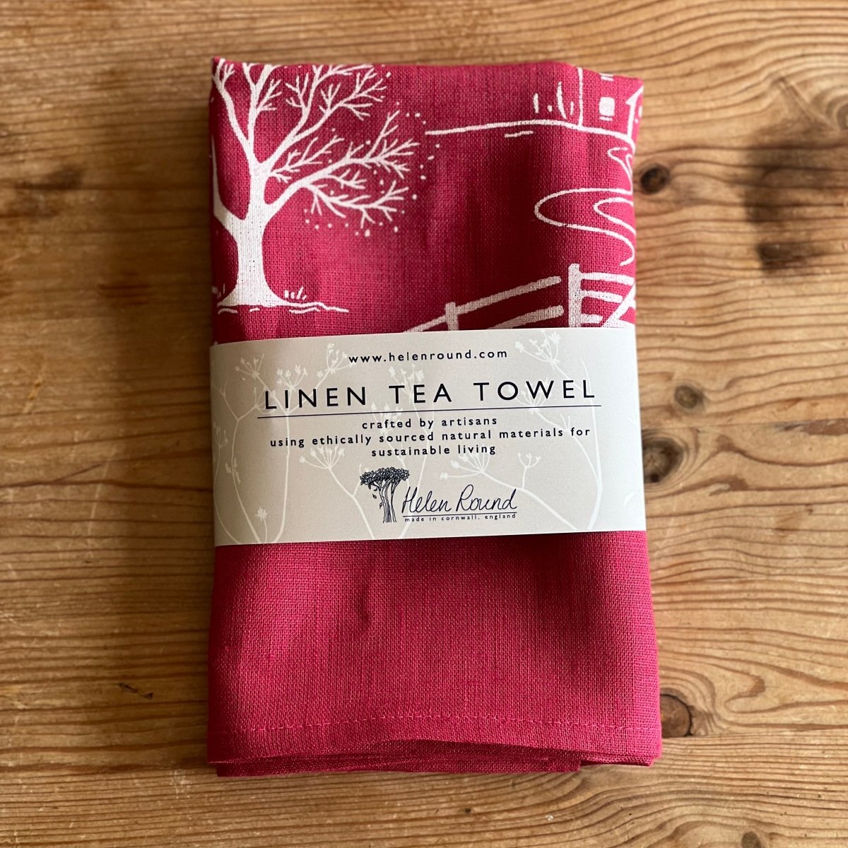 Winter Fox Linen Tea Towel