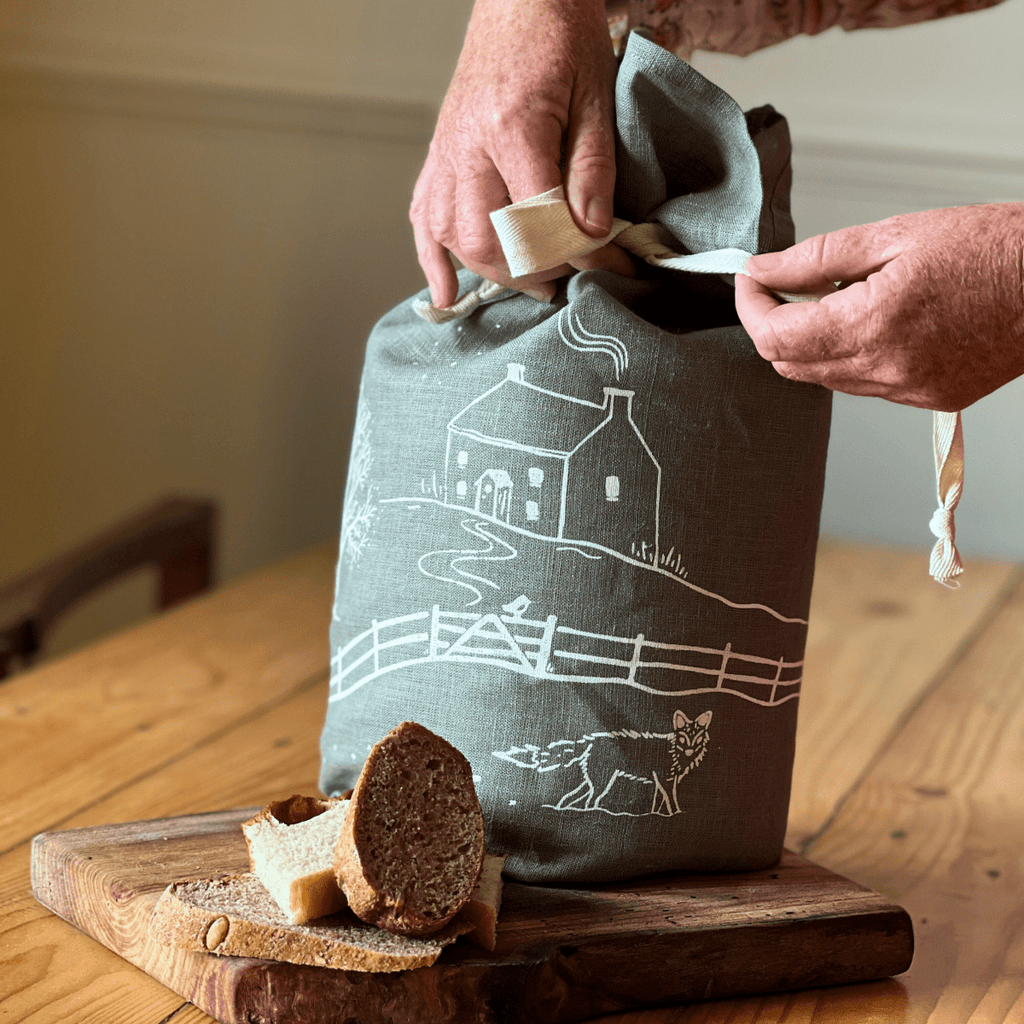 Winter Fox Linen Bread Bag