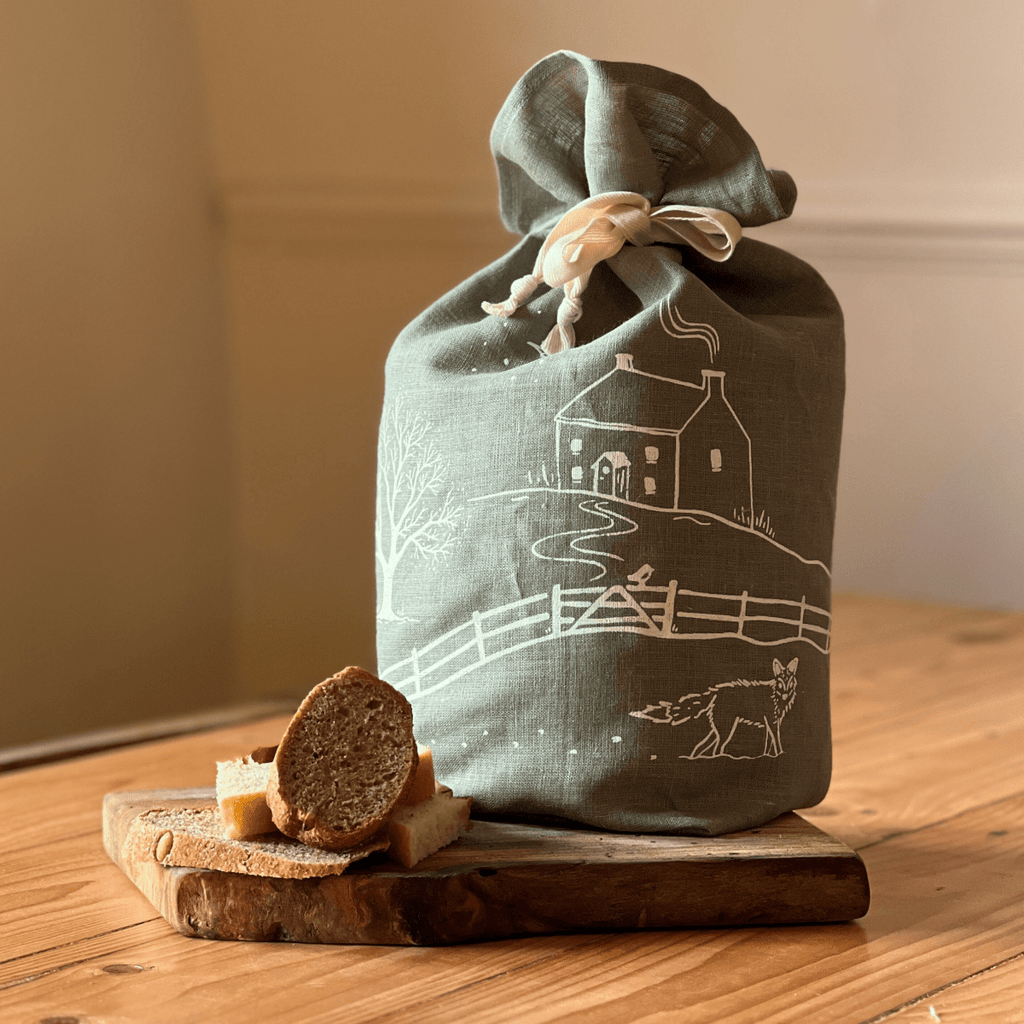 Winter Fox Linen Bread Bag