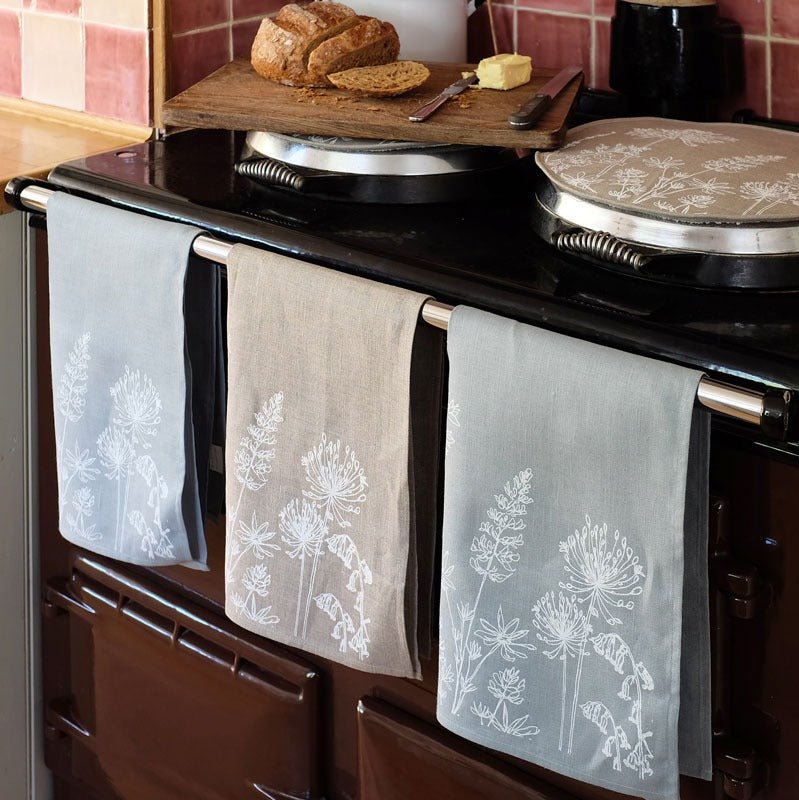 Linen Tea Towel With Garden Design