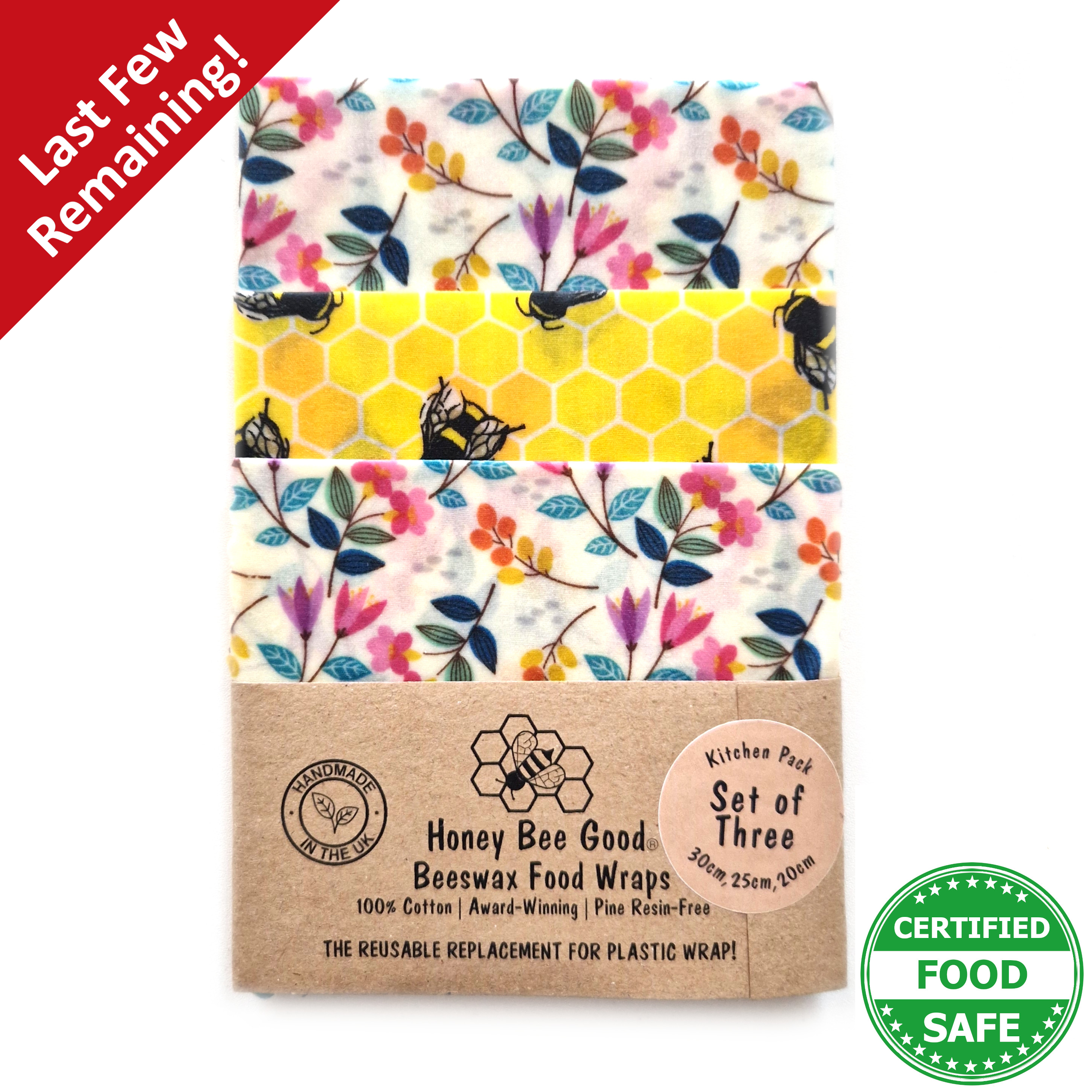 Earth Kind Set of 3 beeswax wraps | Meadow