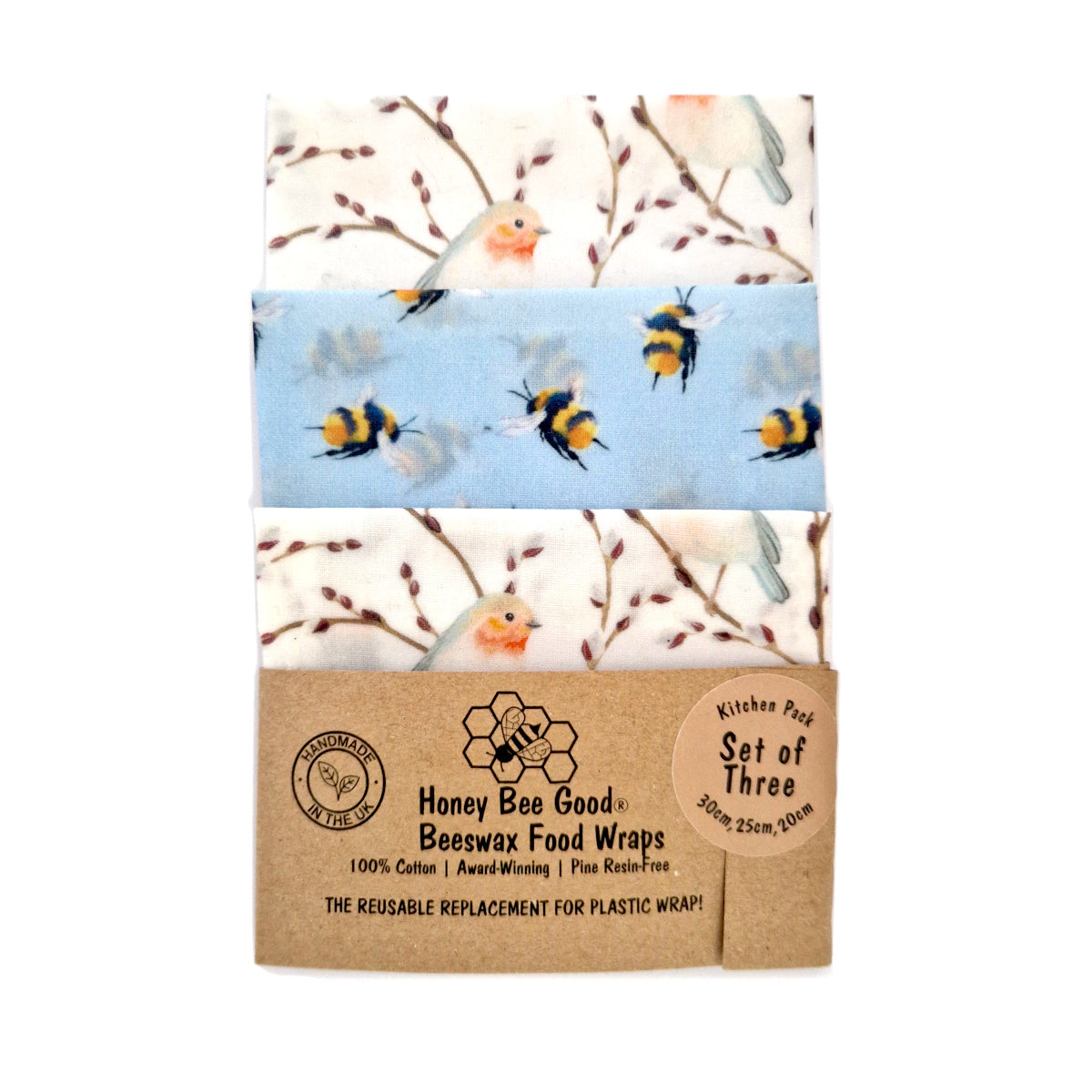 Earth Kind Set of 3 beeswax wraps | Robins