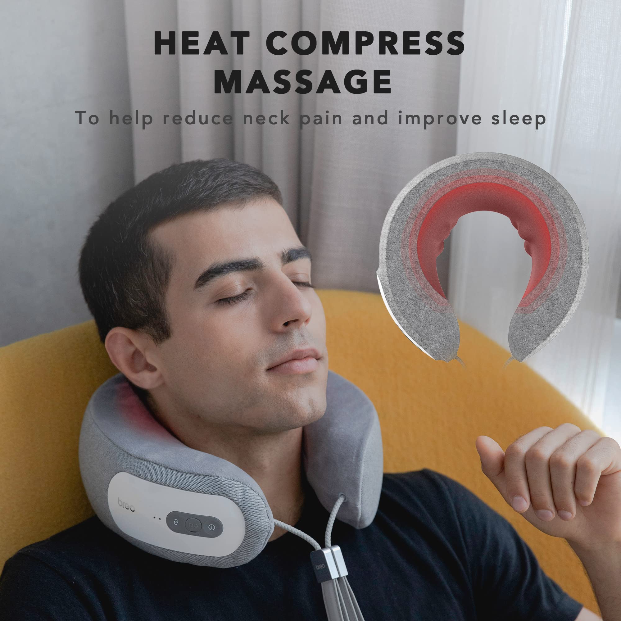 Breo iNeck 3 Pro – Ergonomic U-Shape Shiatsu Neck Massager with App Control