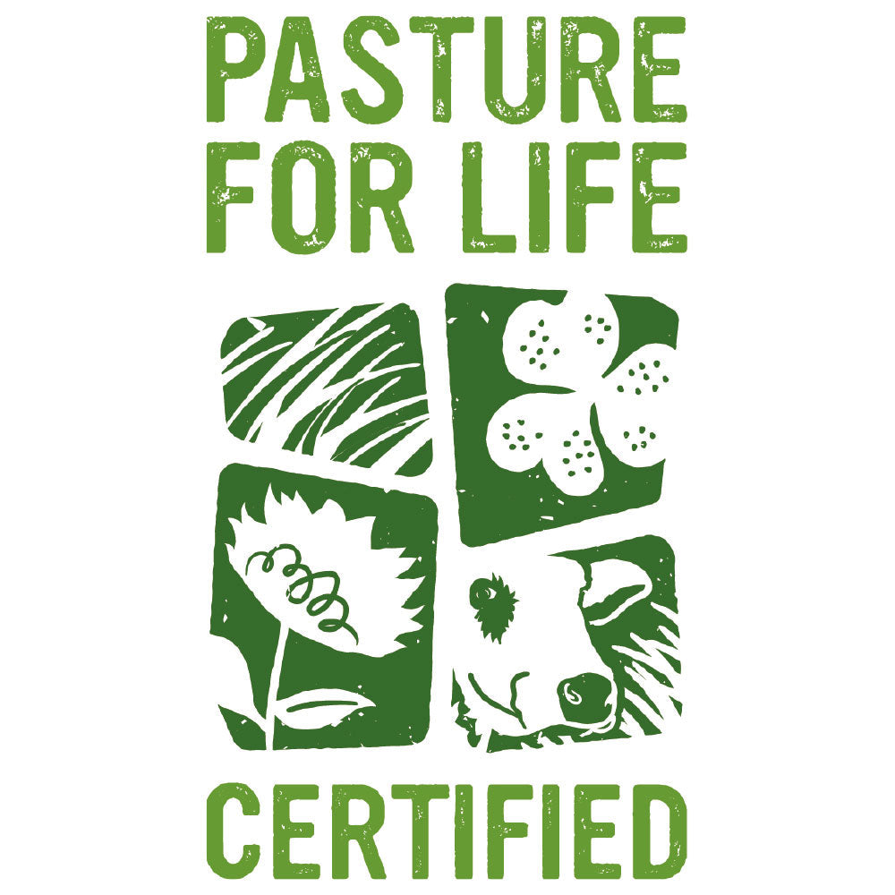 "Pasture For Life Certified" badge.