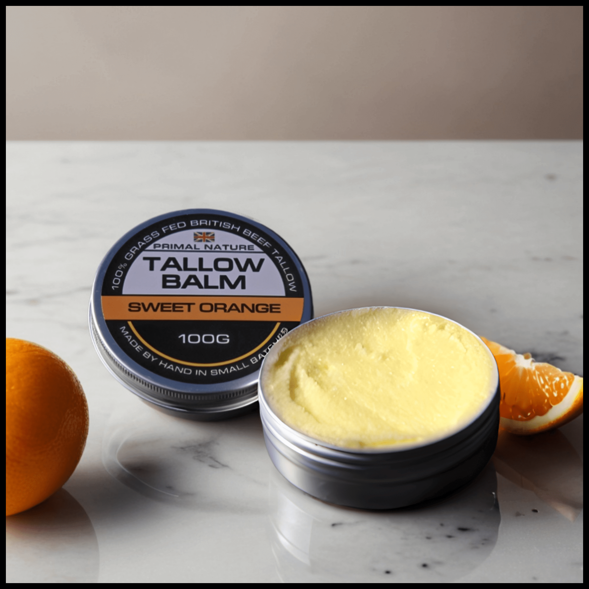 Tallow Skincare Bundle featuring Tallow Balm Sweet Orange, natural skincare with grass fed tallow, 100g.