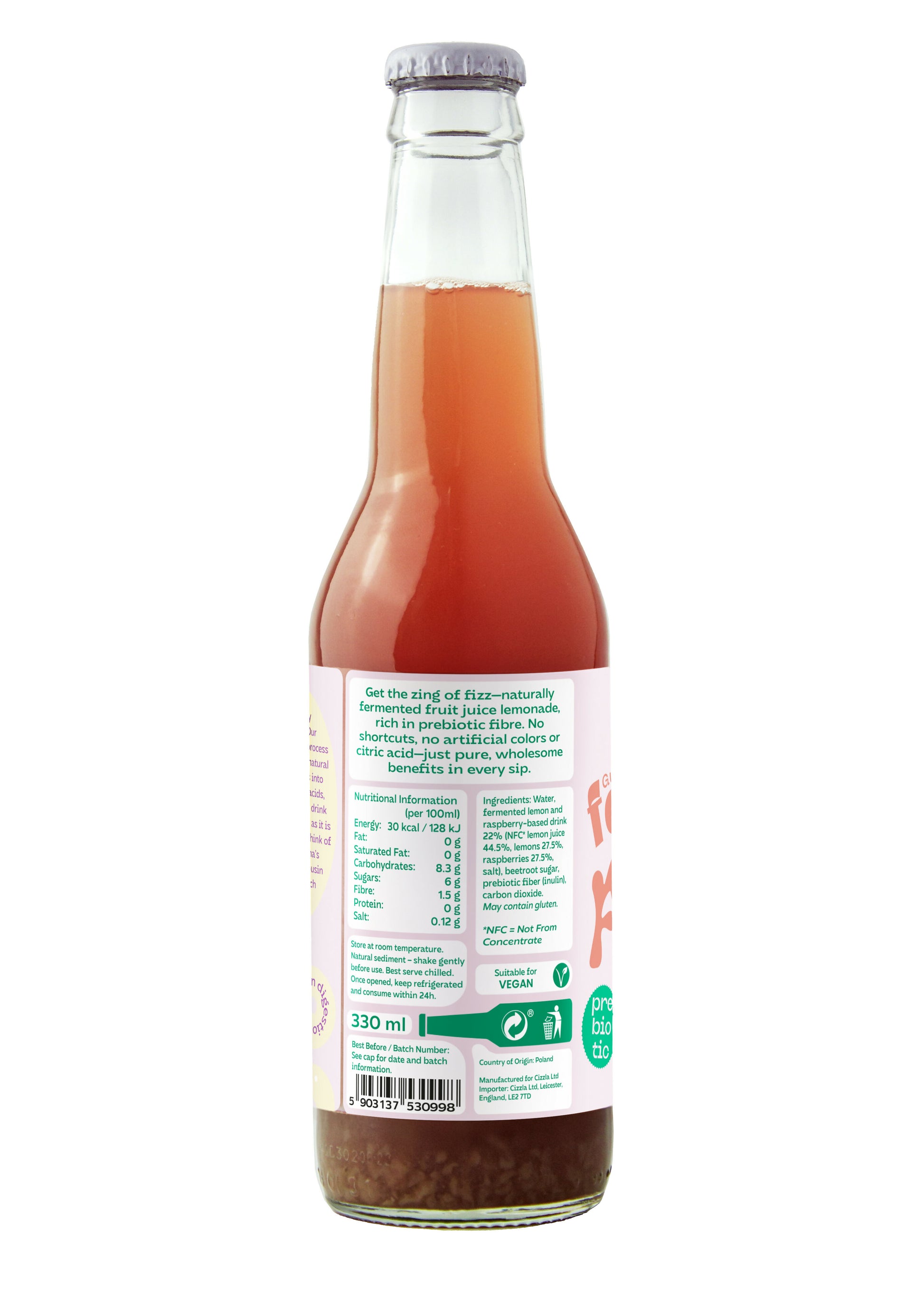 Ferment Fizz Lemon and Raspberry Lemonade_330 ml_ingredients