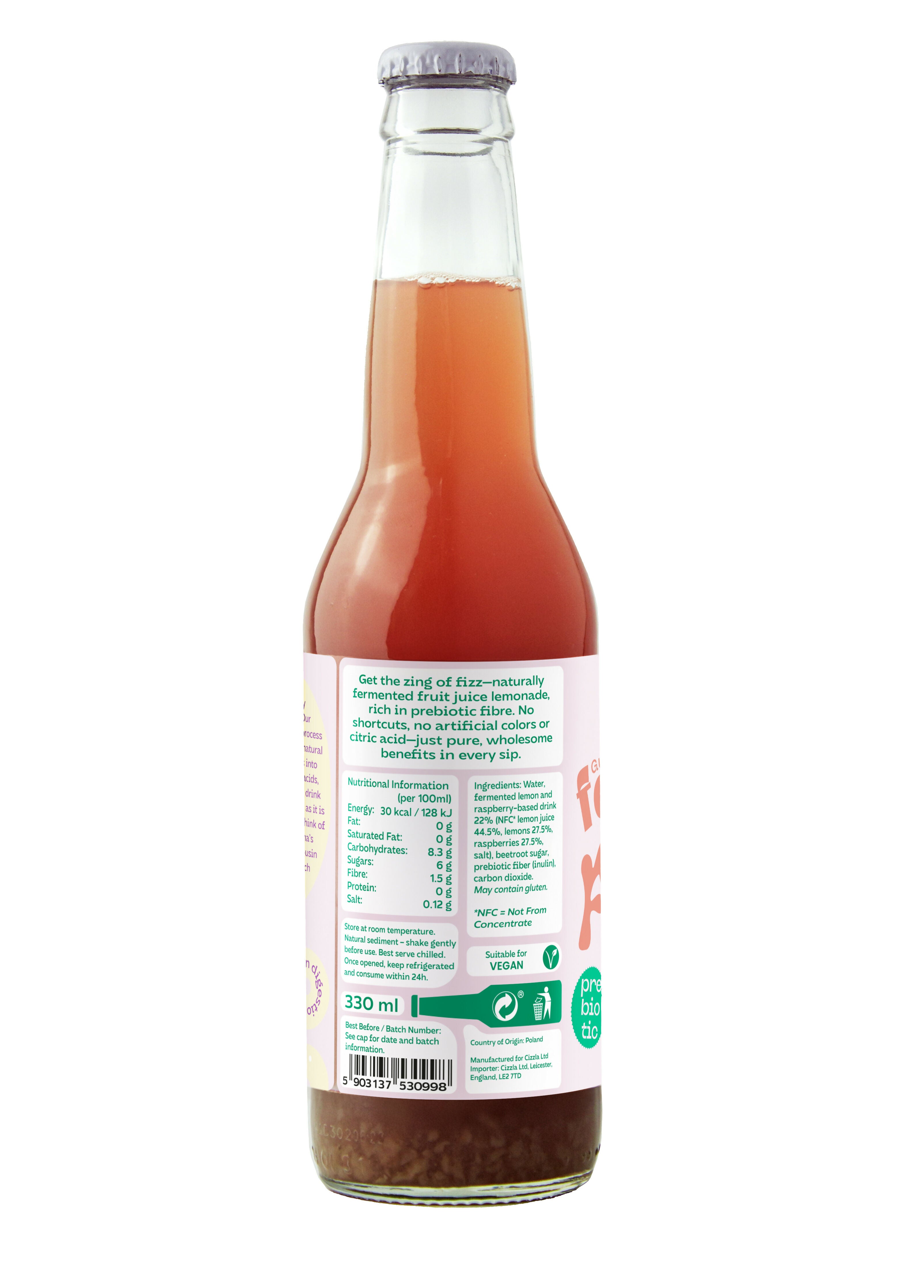 Ferment Fizz Lemon and Raspberry Lemonade_330 ml_ingredients