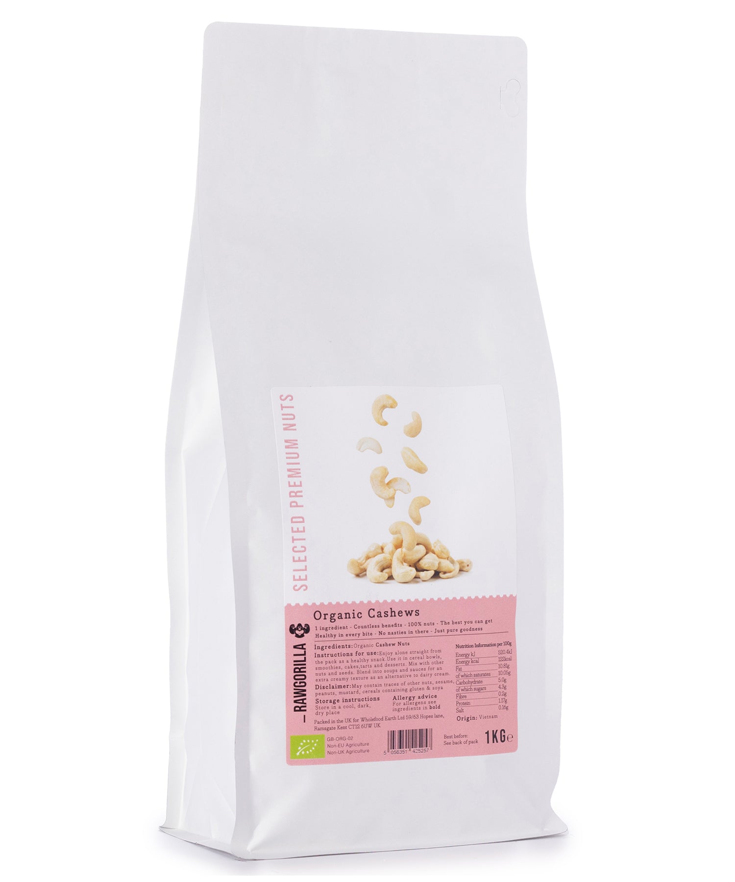 Organic Cashew Nuts - RAWGORILLA - 1kg by RawGorilla | The Hackers Market