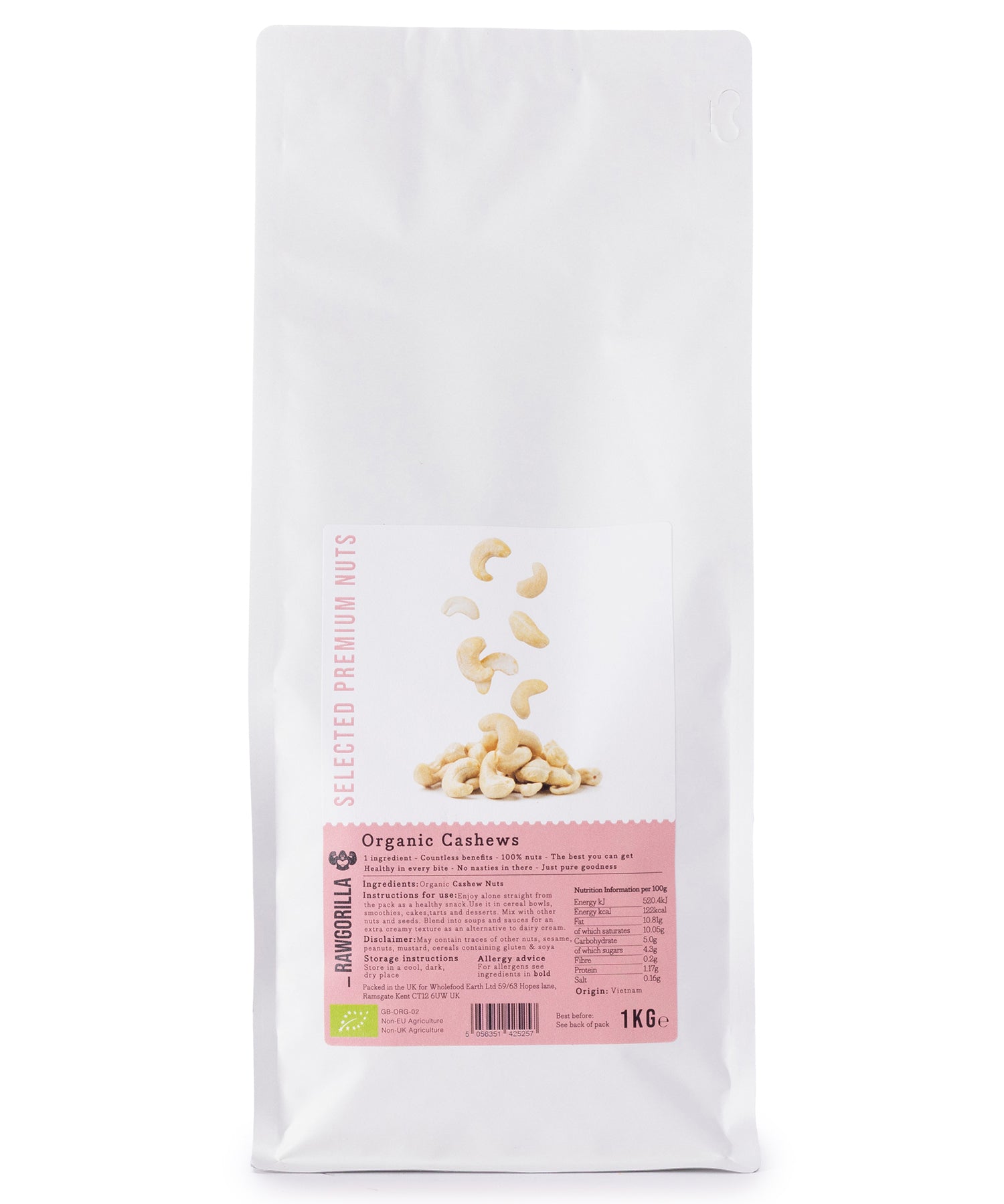 Organic Cashew Nuts - RAWGORILLA - 1kg by RawGorilla | The Hackers Market