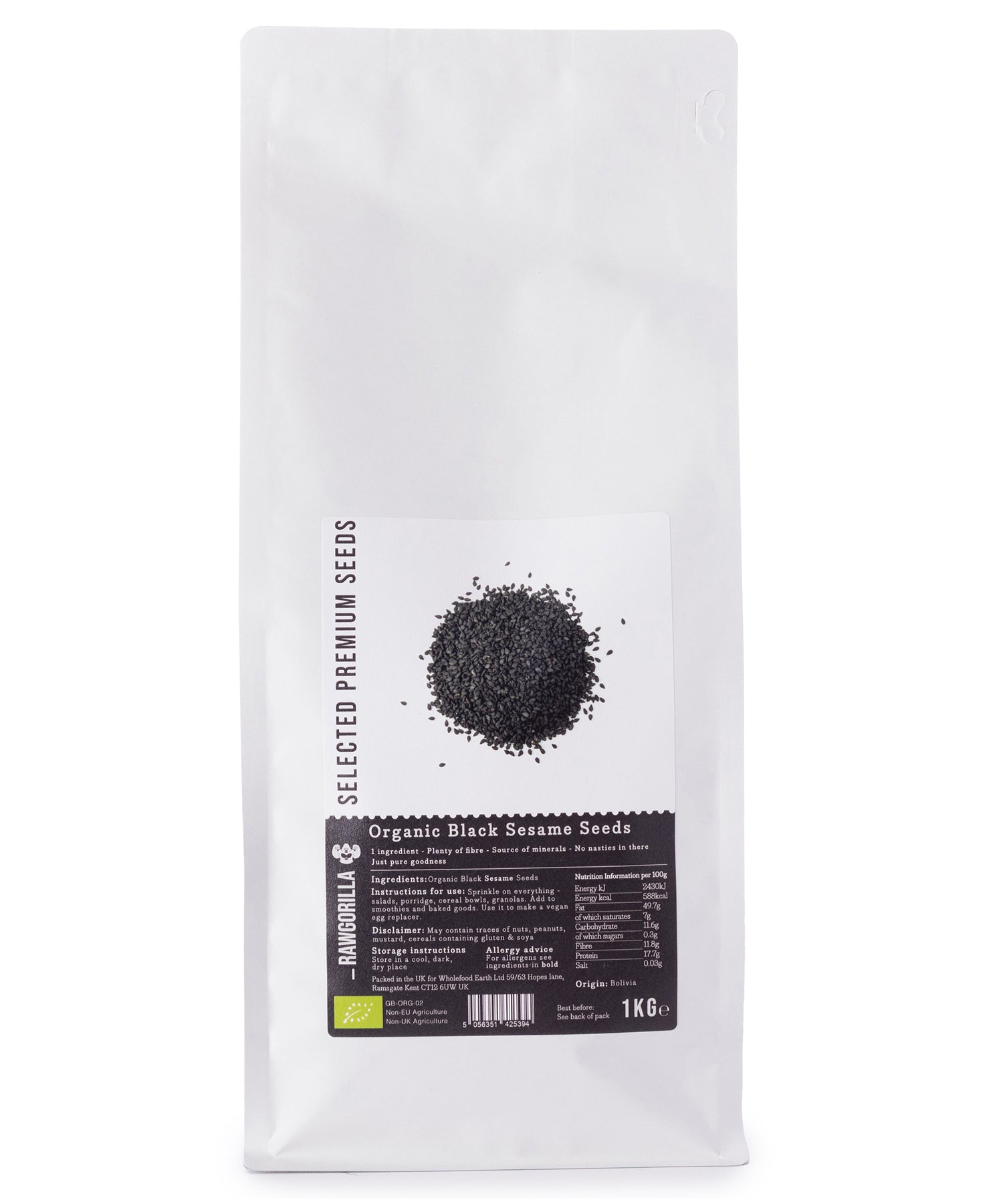 Organic Black Sesame Seeds - RAWGORILLA - 1kg by RawGorilla | The Hackers Market
