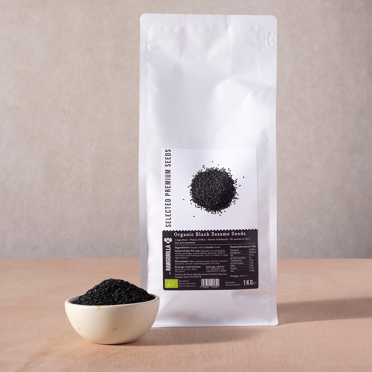 Organic Black Sesame Seeds - RAWGORILLA - 1kg by RawGorilla | The Hackers Market